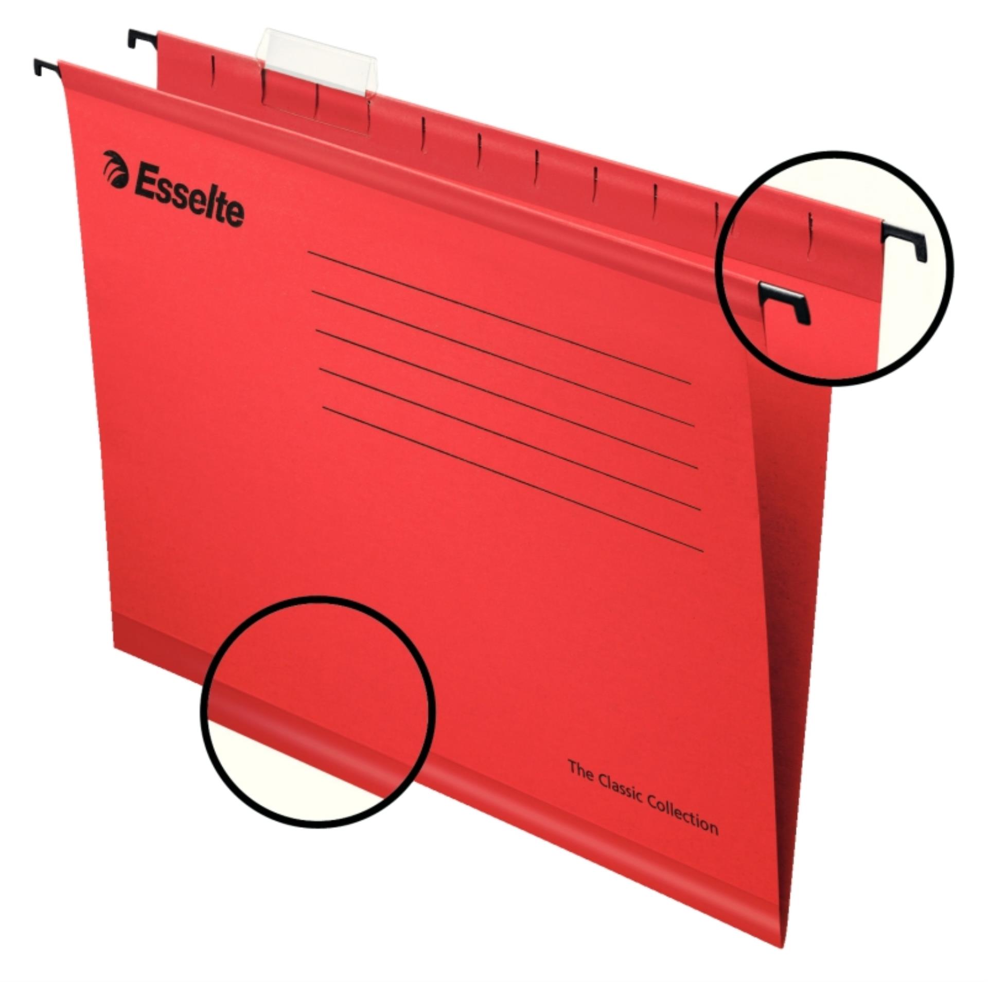 Esselte Papírové závěsné desky Pendaflex Standard, červené, 25 ks