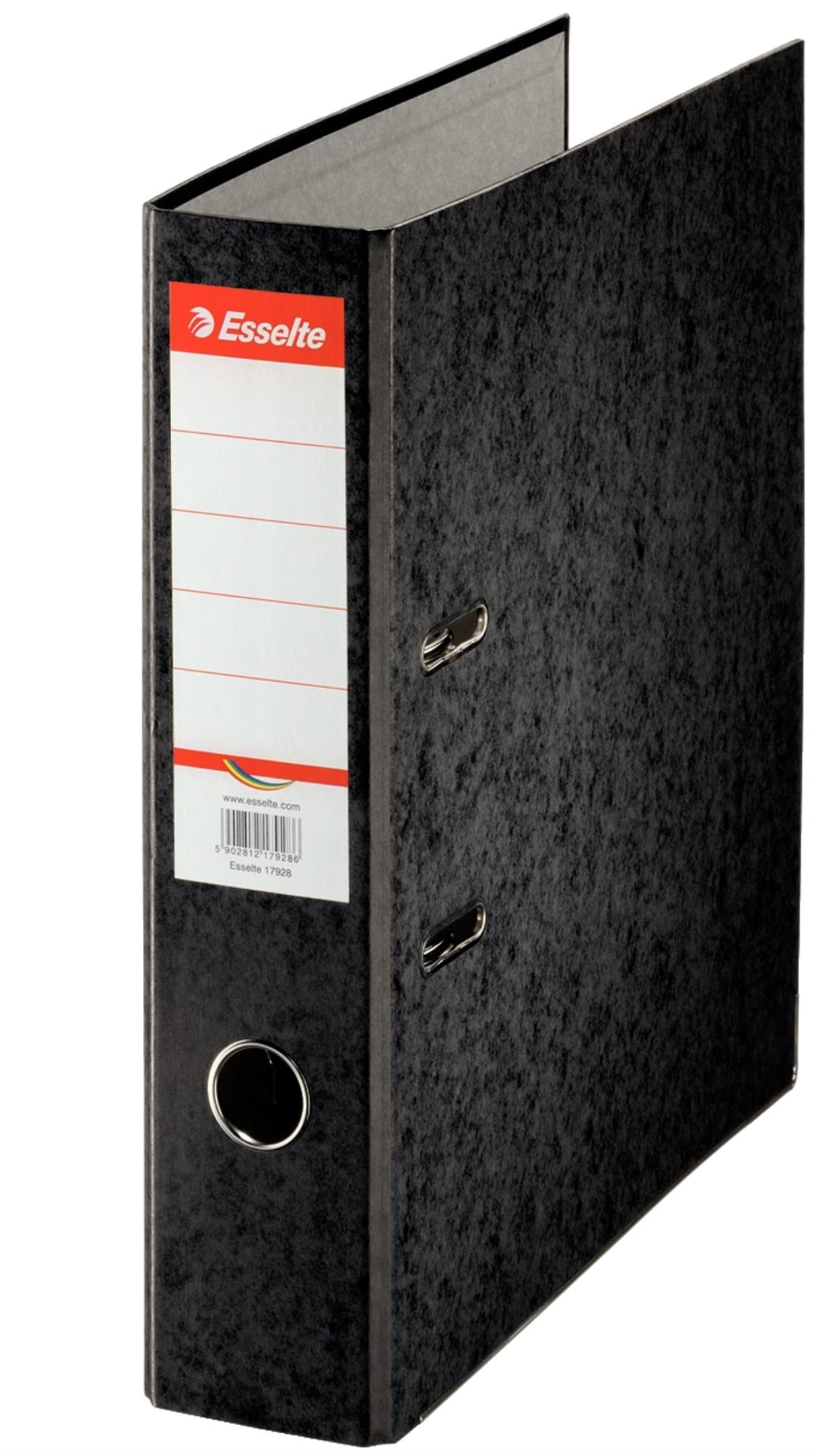Pákový pořadač Esselte - A4, kartonový, hřbet 7,5 cm, černý