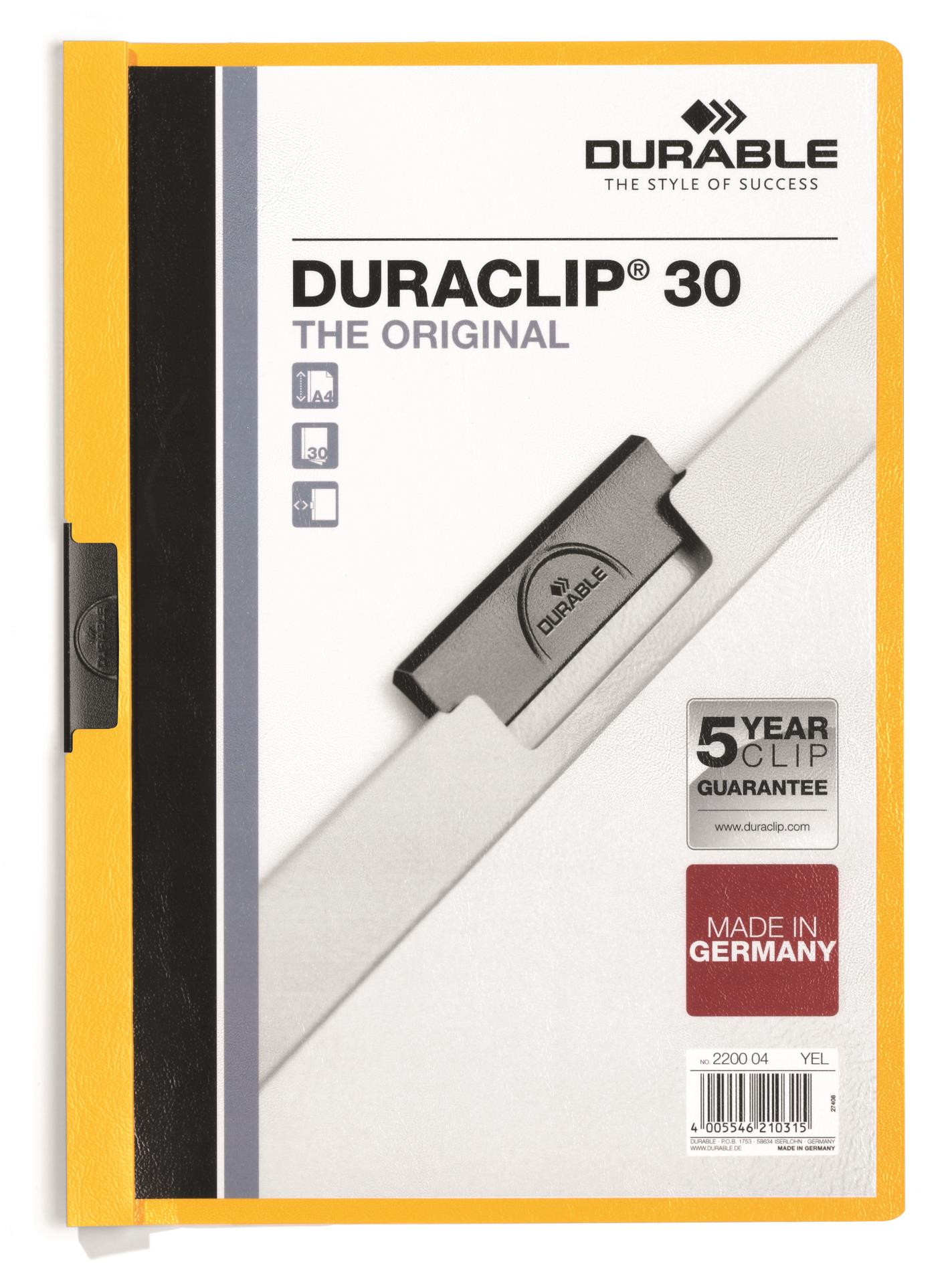 Durable Desky s klipem DURACLIP 30, A4 žluté
