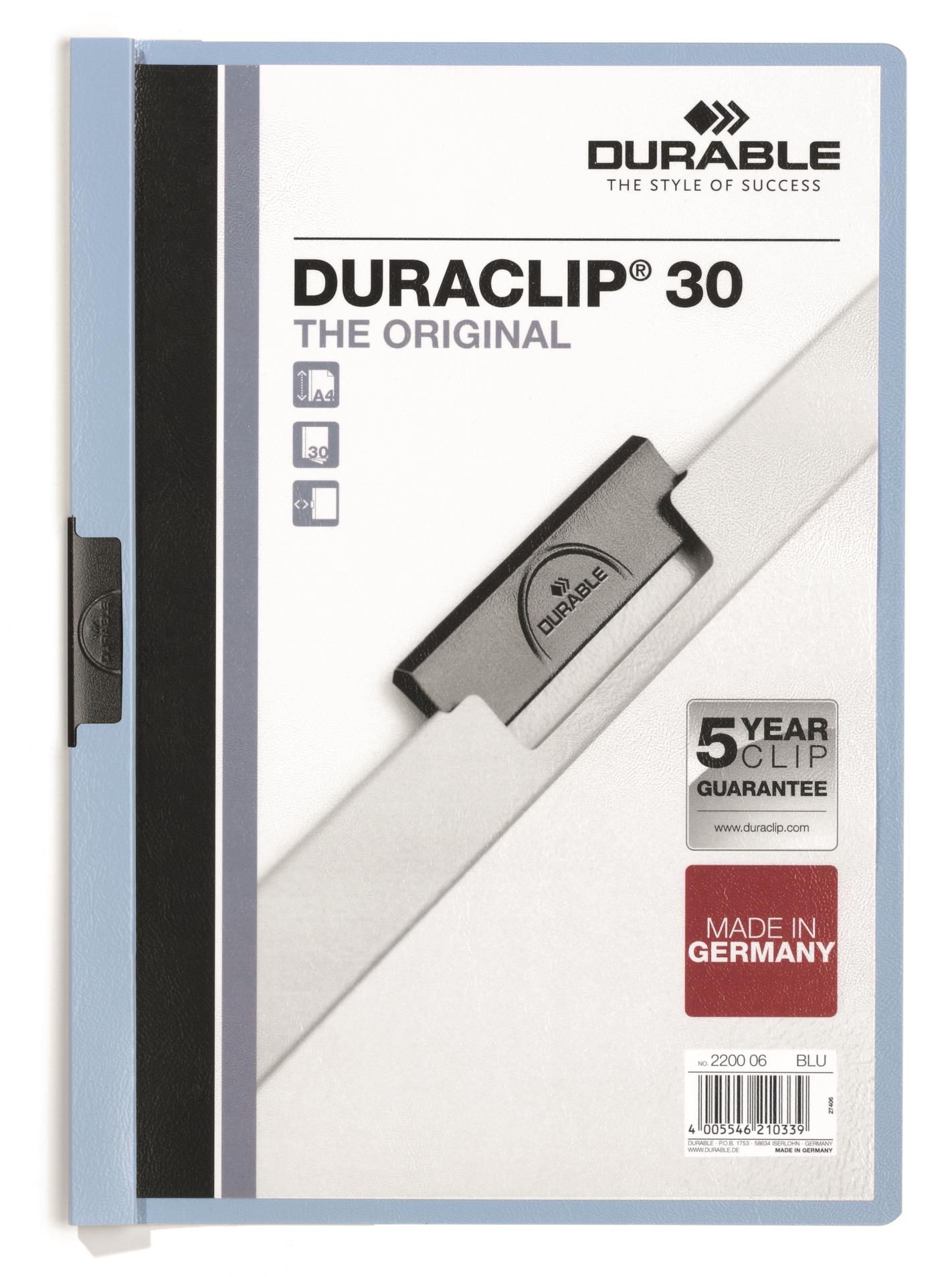Durable Desky s klipem DURACLIP 30, A4 světle modré