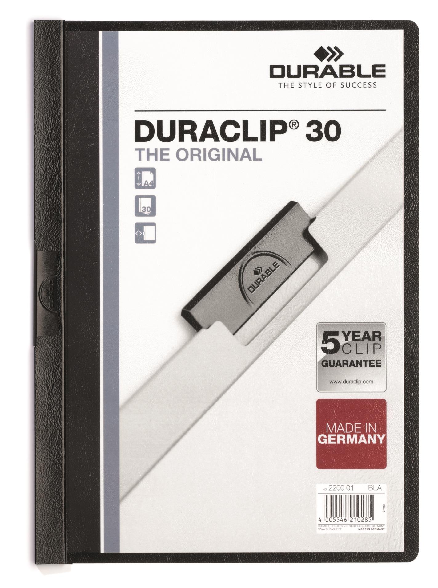 Durable Desky s klipem DURACLIP 30, A4 černé