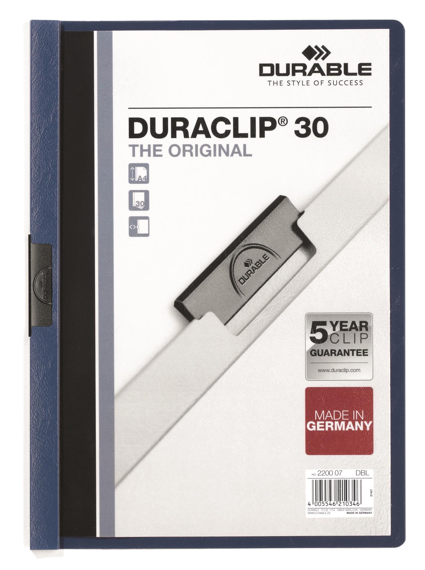 Durable Desky s klipem DURACLIP 30, A4 tmavě modré