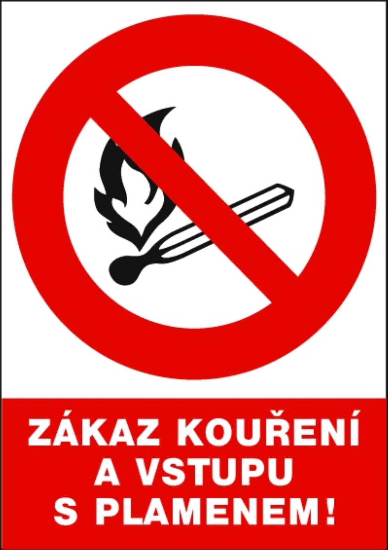 Zákazová tabulka Zákaz kouření a vstupu s plamenem! - rozměr, plastová