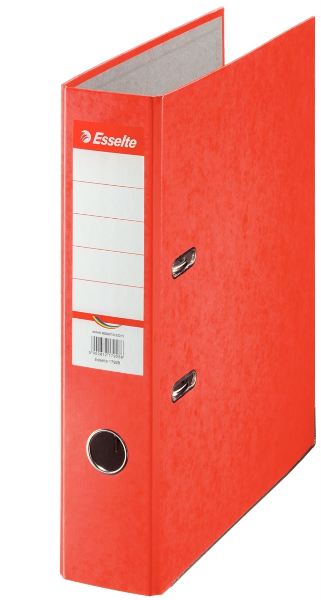 Pákový pořadač Esselte - A4, kartonový, hřbet 7,5 cm, červený