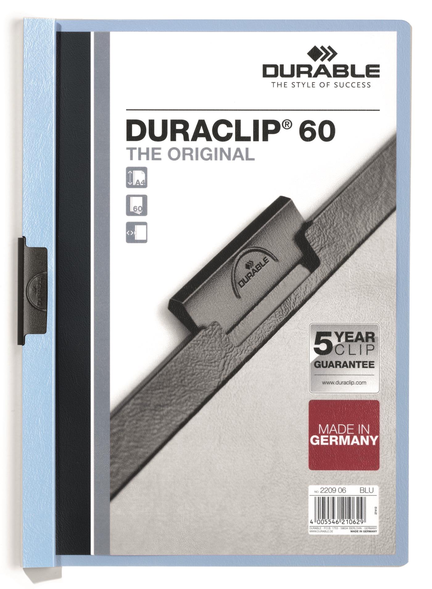 Durable Desky s klipem DURACLIP 60, A4 světle modré