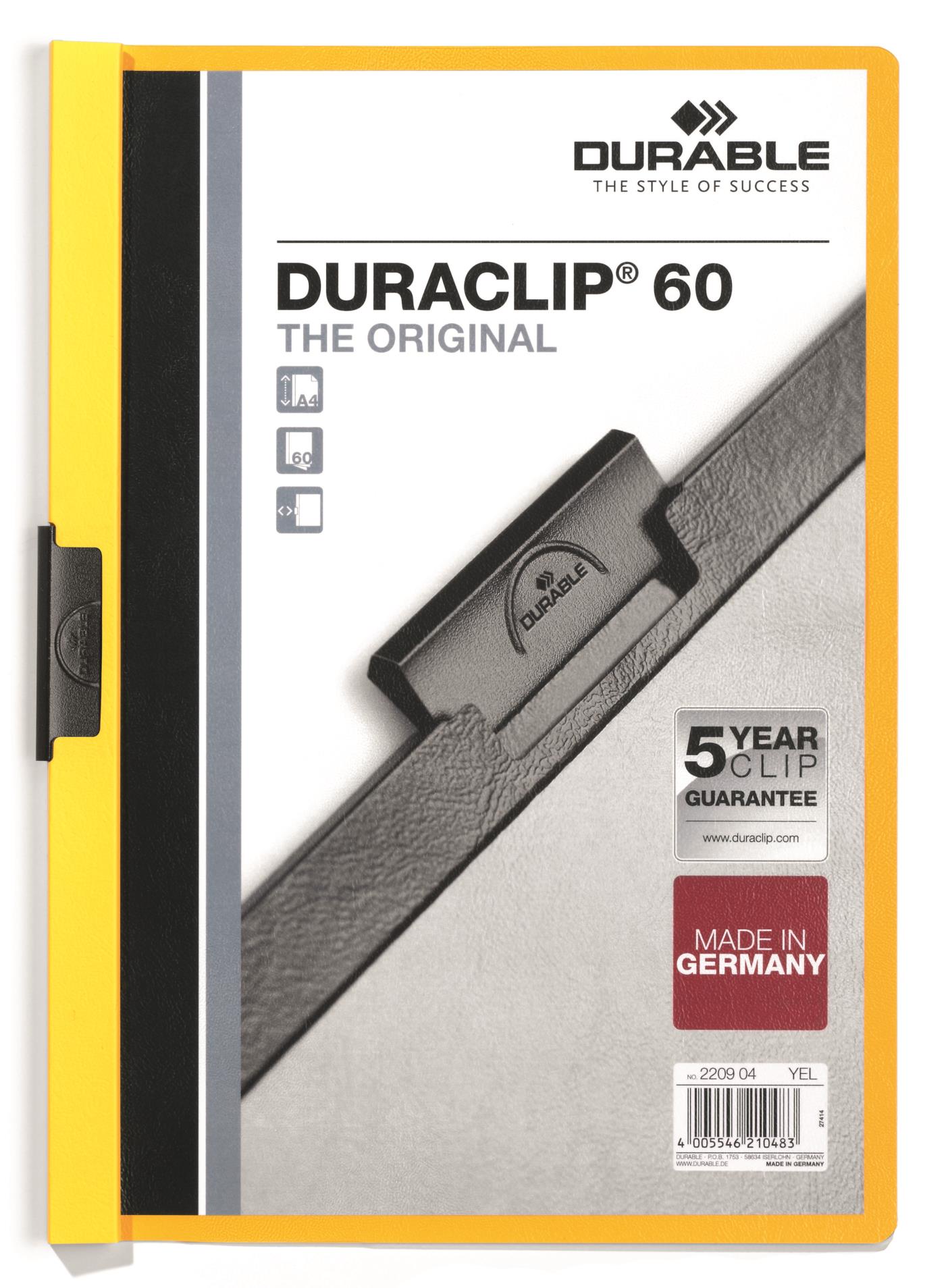 Durable Desky s klipem DURACLIP 60, A4 žluté