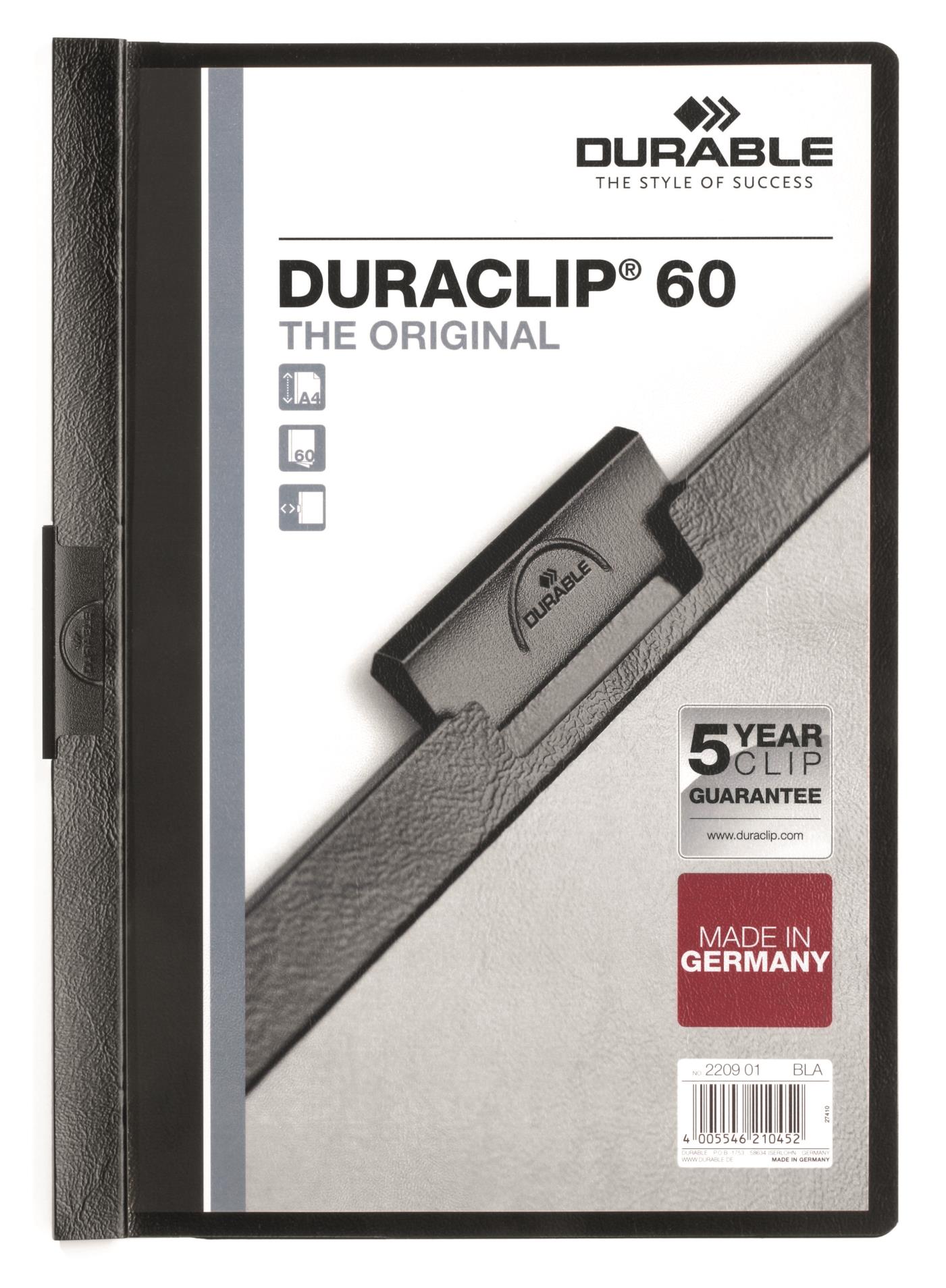 Durable Desky s klipem DURACLIP 60, A4 černé