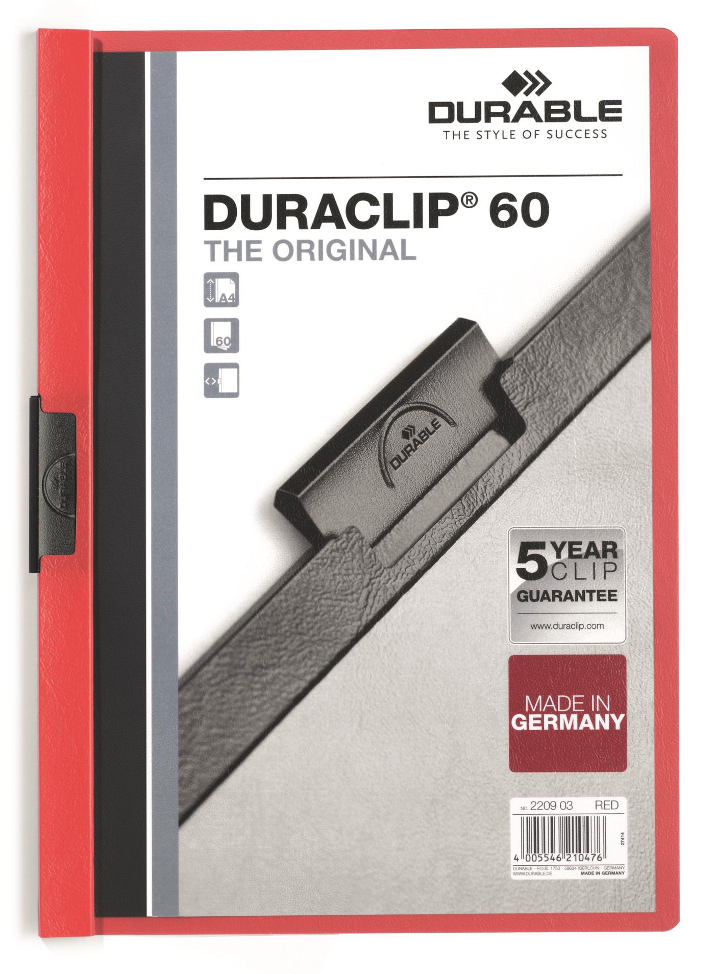 Durable Desky s klipem DURACLIP 60, A4 červené