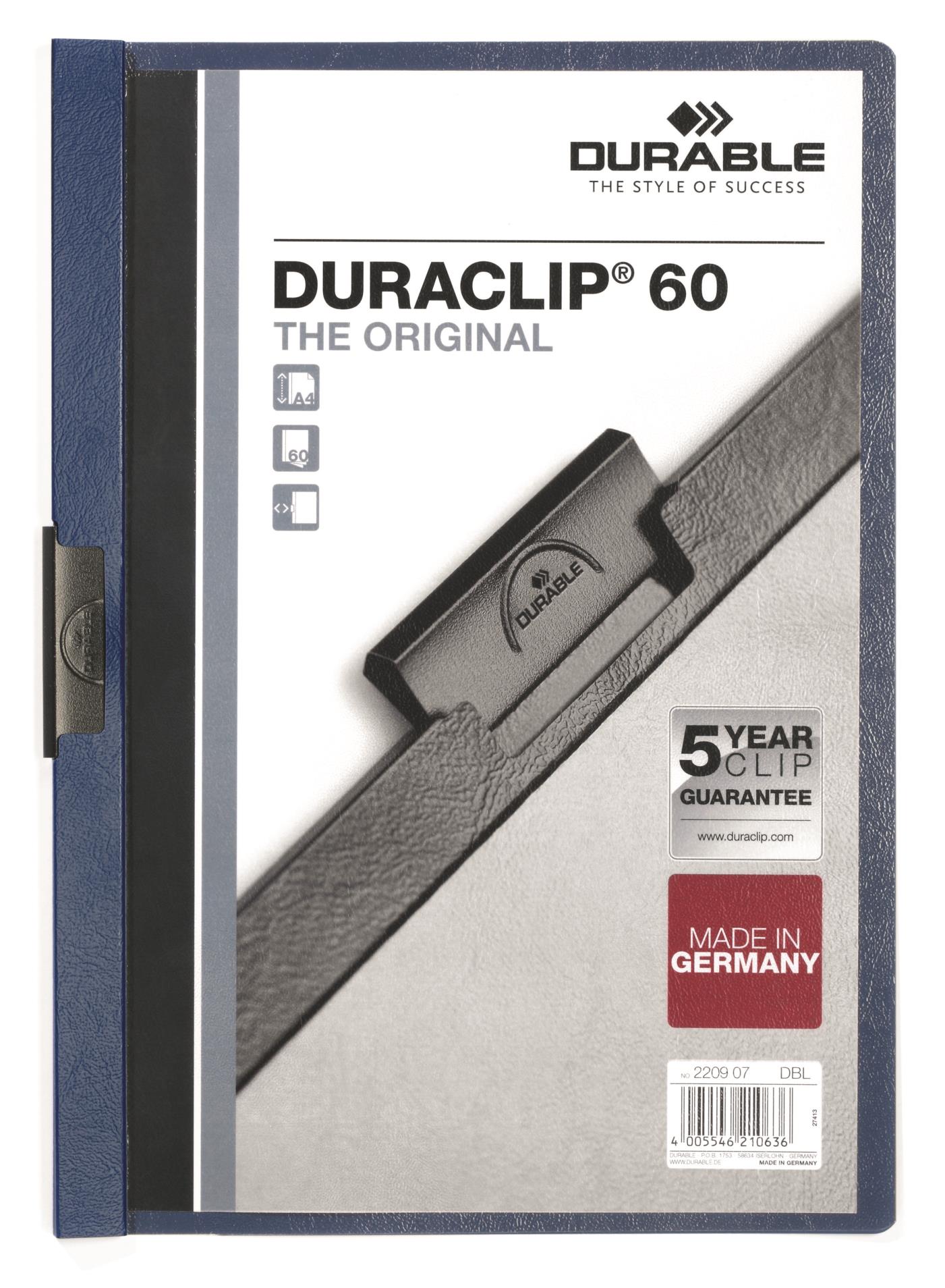 Durable Desky s klipem DURACLIP 60, A4 modré