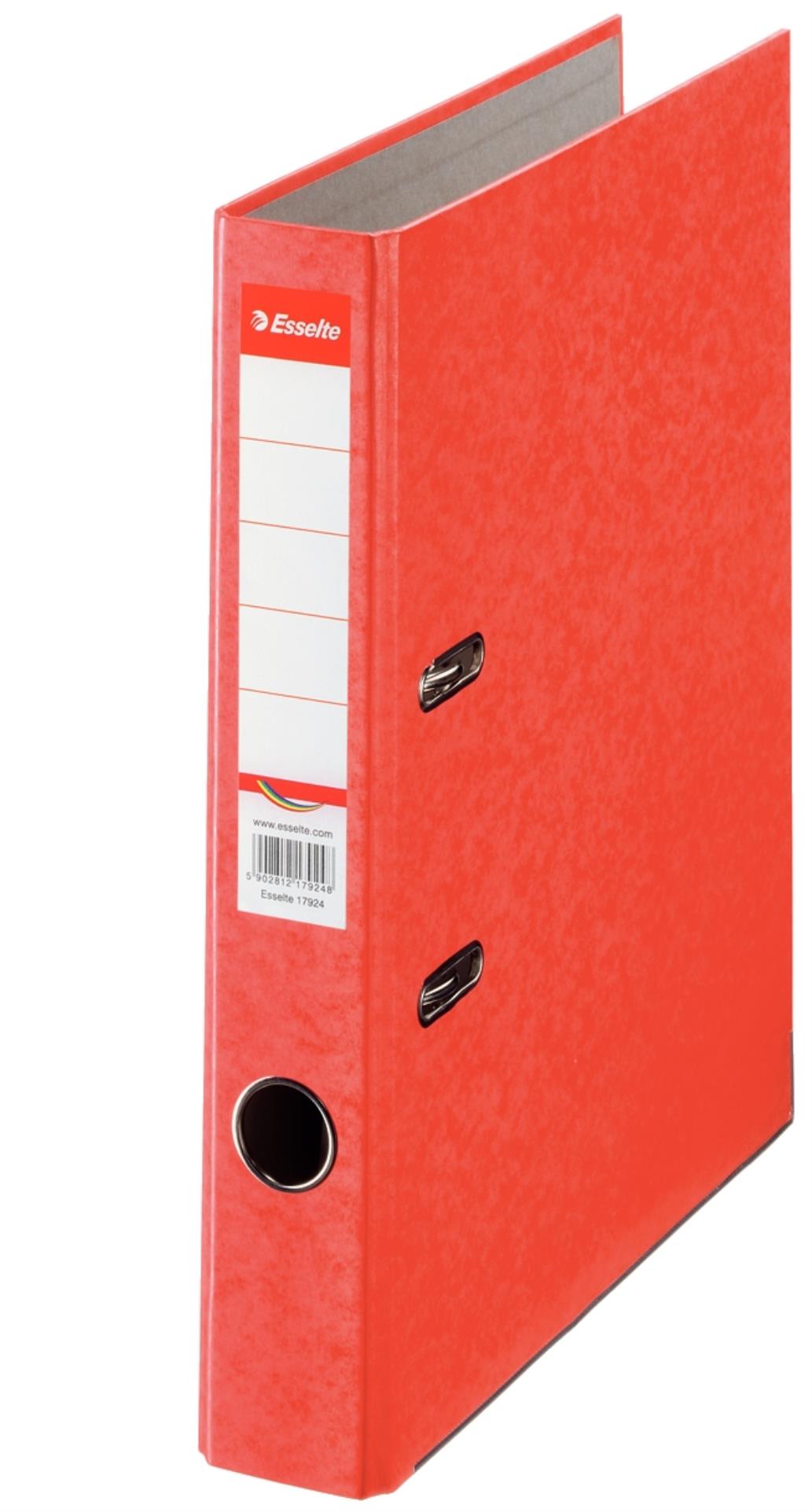 Pákový pořadač Esselte - A4, kartonový, hřbet 5 cm, červený