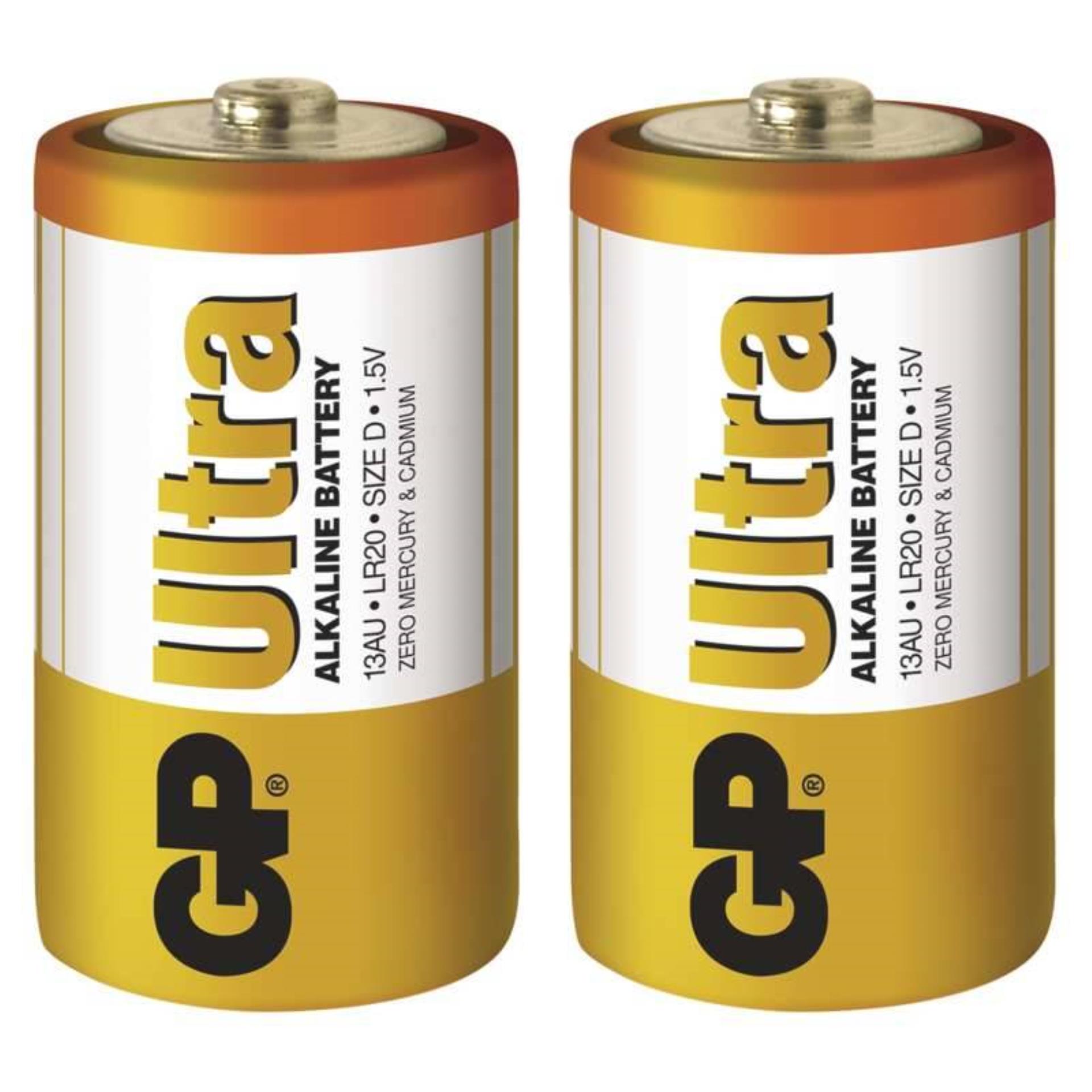 Baterie GP Ultra Alkaline 1,5 V, R20 typ D, 2 ks