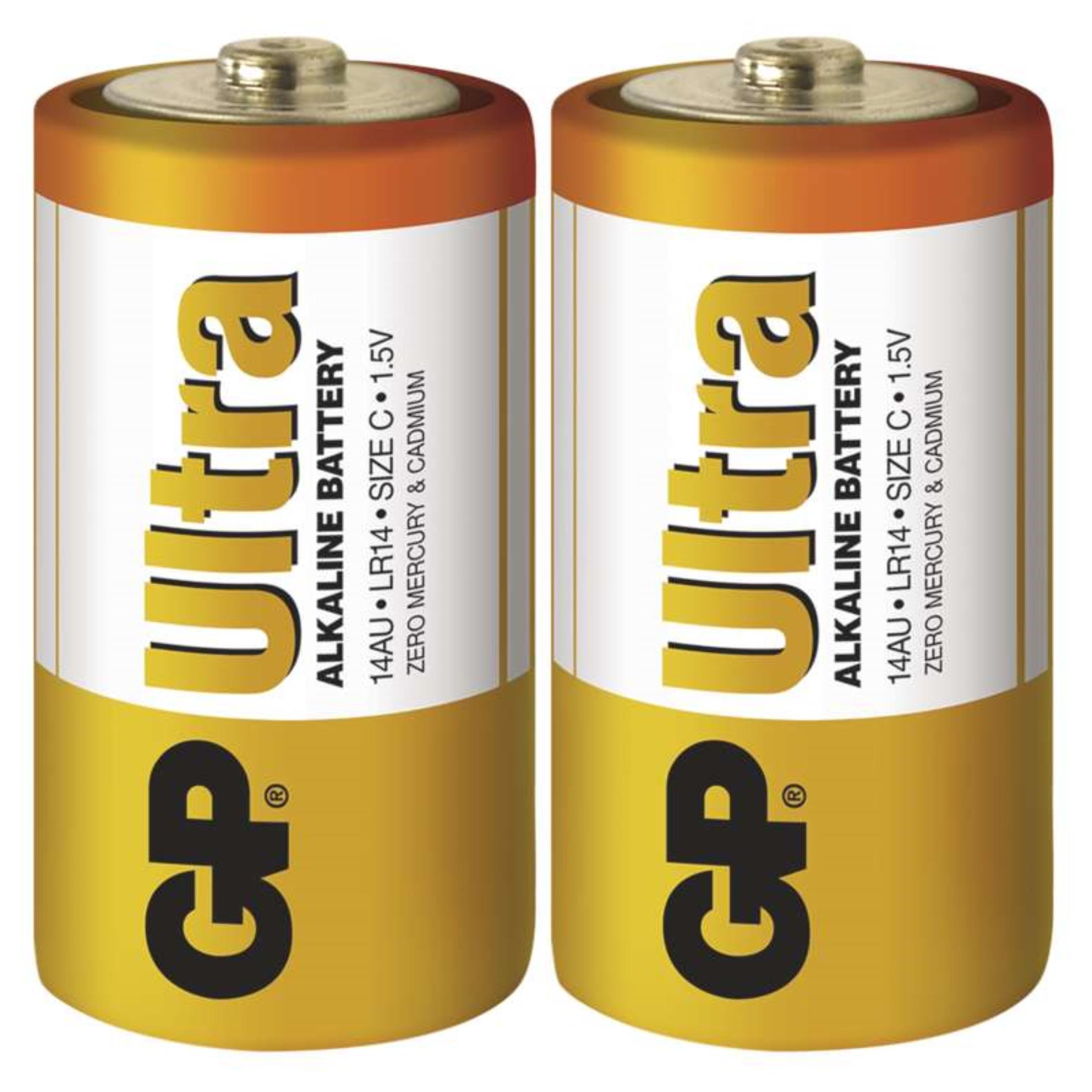 Baterie GP Ultra Alkaline 1,5 V, R14, typ C, 2 ks