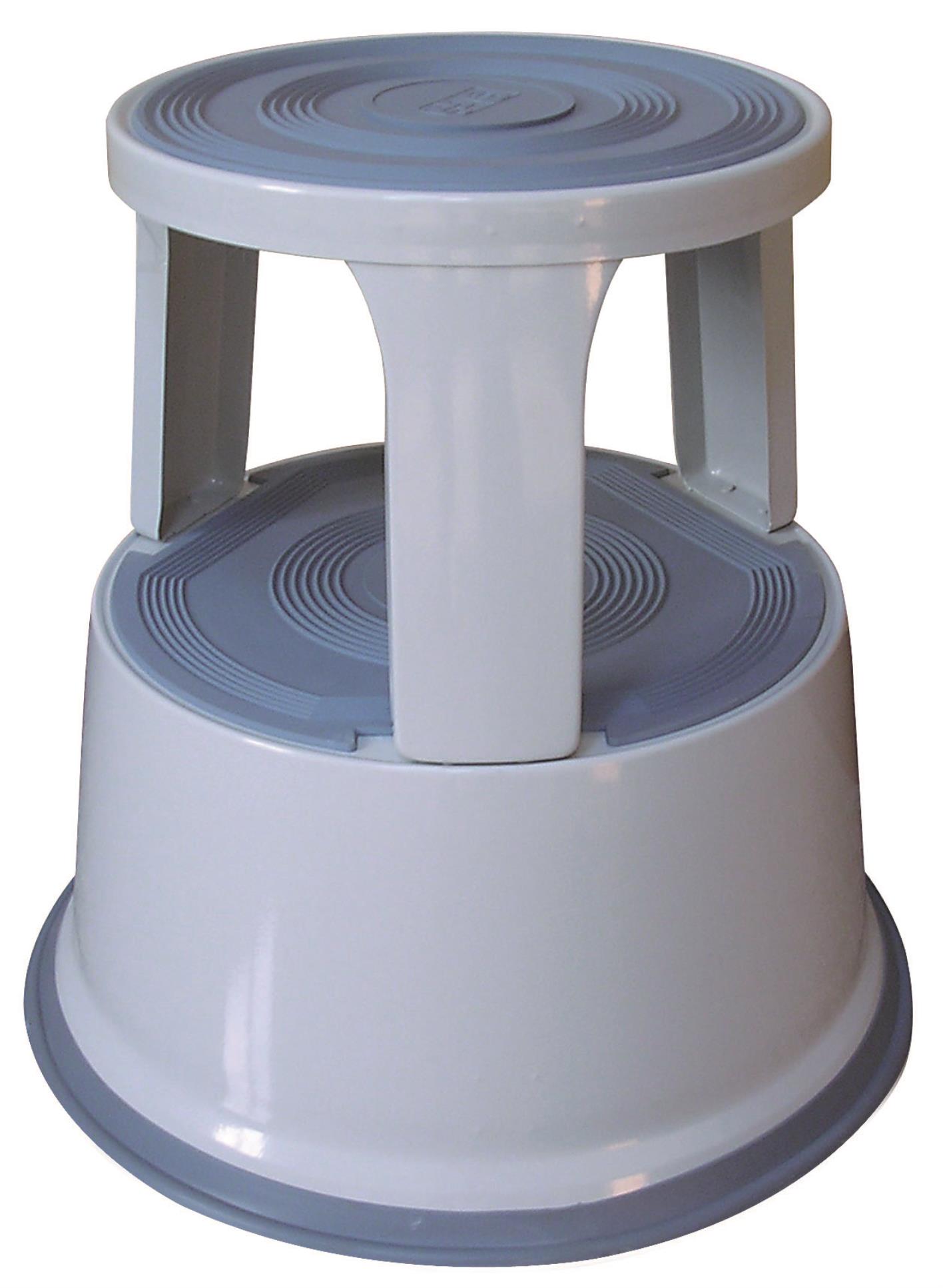 Stupínek Q-Connect kovový, s kolečky, světle šedý