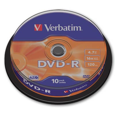 Disky DVD-R Verbatim - cake box, 10 ks