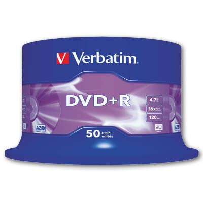 Disky DVD+R Verbatim - cake box, 50 ks