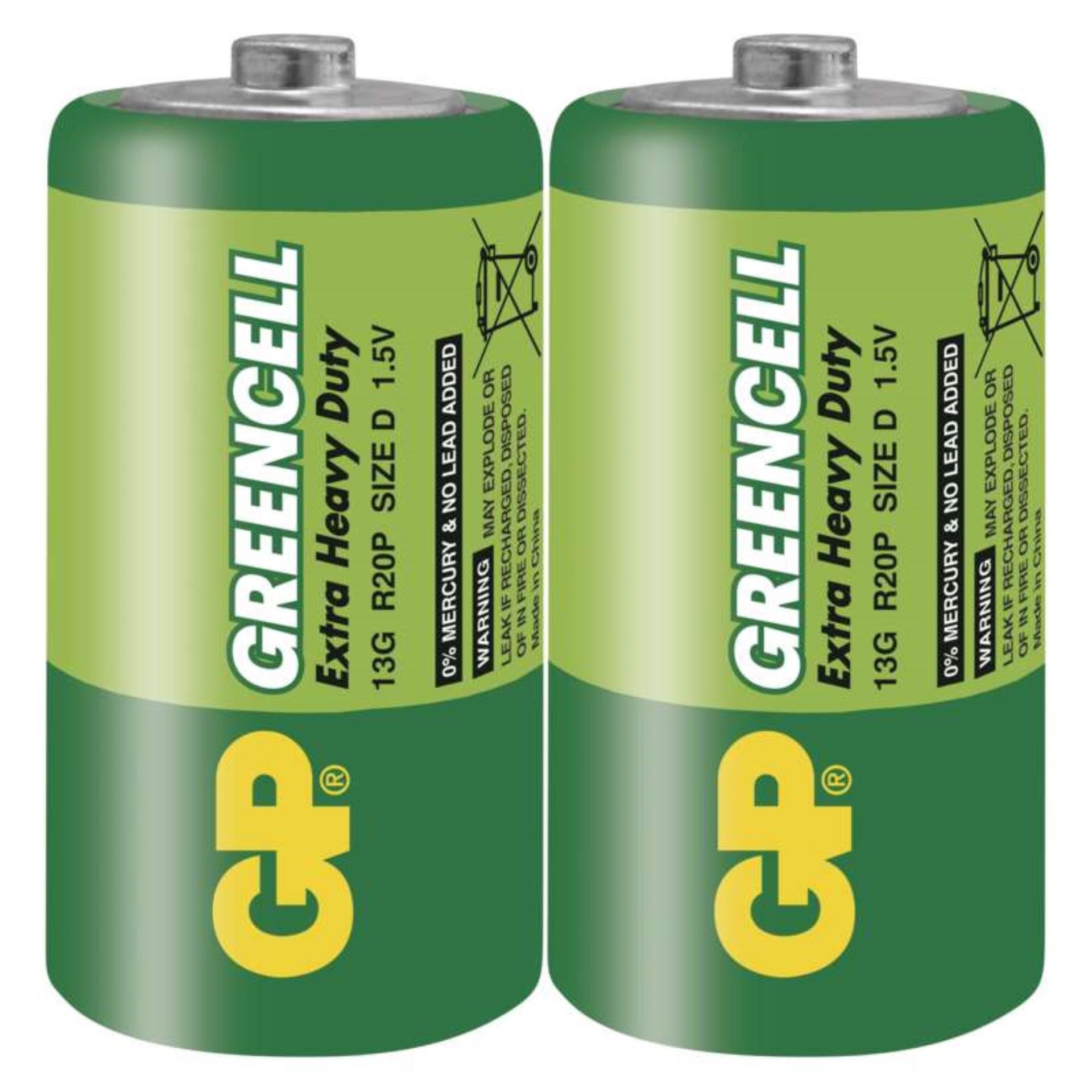 Baterie GP Greencell 1,5 V, R20, typ D, 2 ks