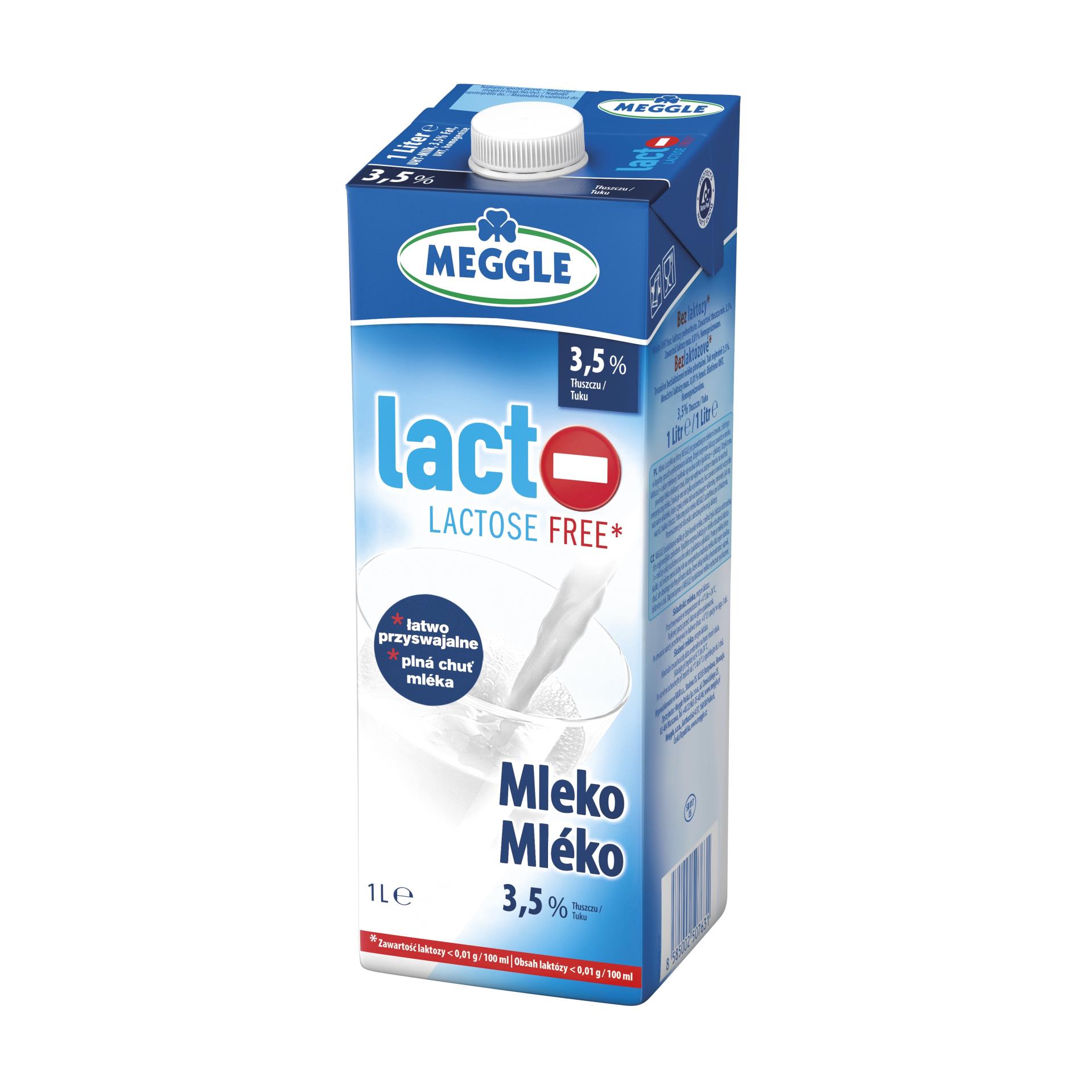 Trvanlivé mléko Meggle - bez laktózy, 3,5%, 1 l