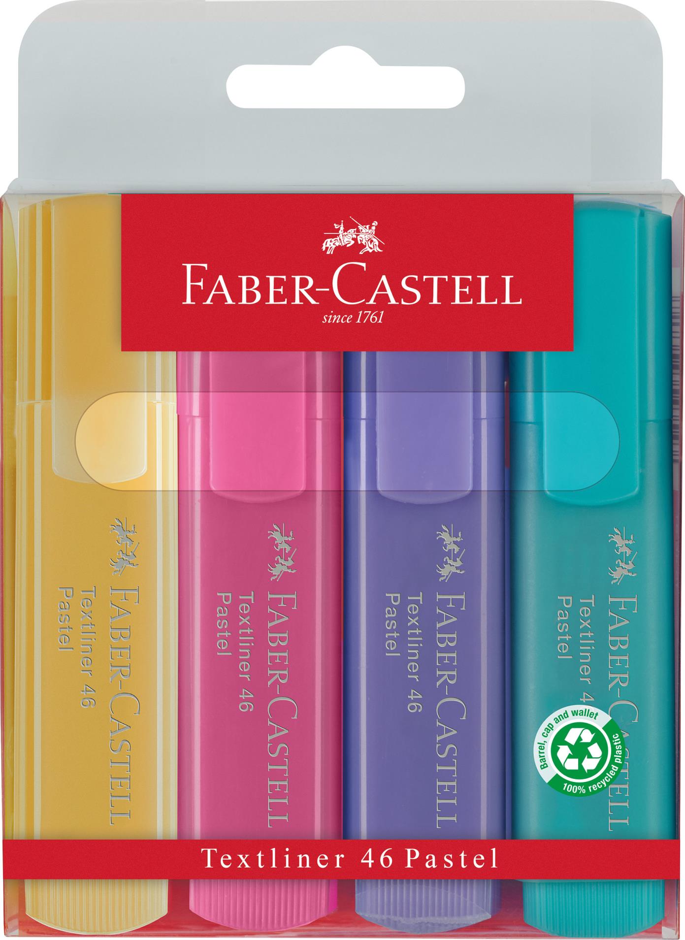 Zvýrazňovač Faber-Castell Textliner 1546 - sada 4 pastelových barev