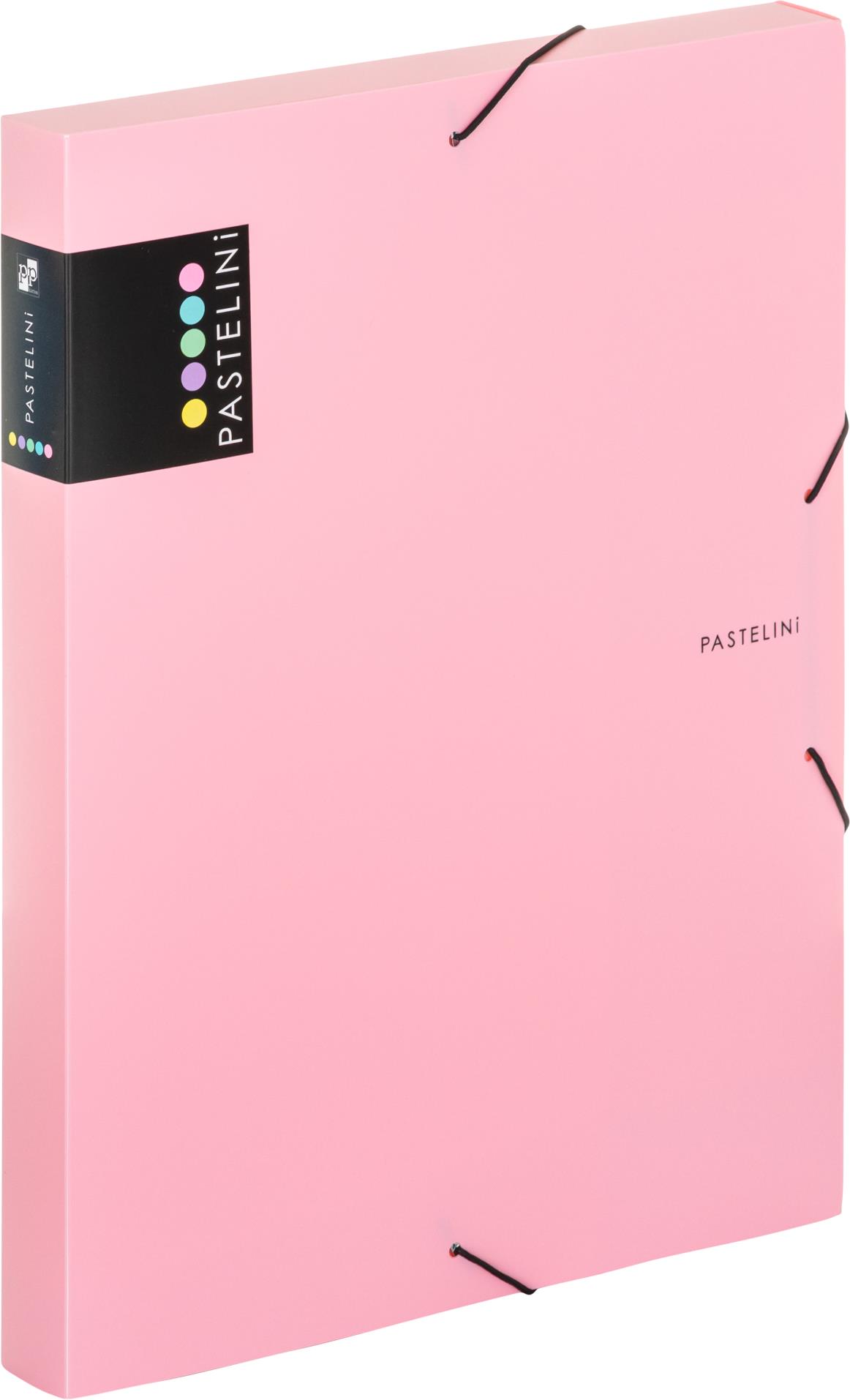 Karton P+P Box na spisy s gumičkou Pastelini - A4, růžový, 3 cm
