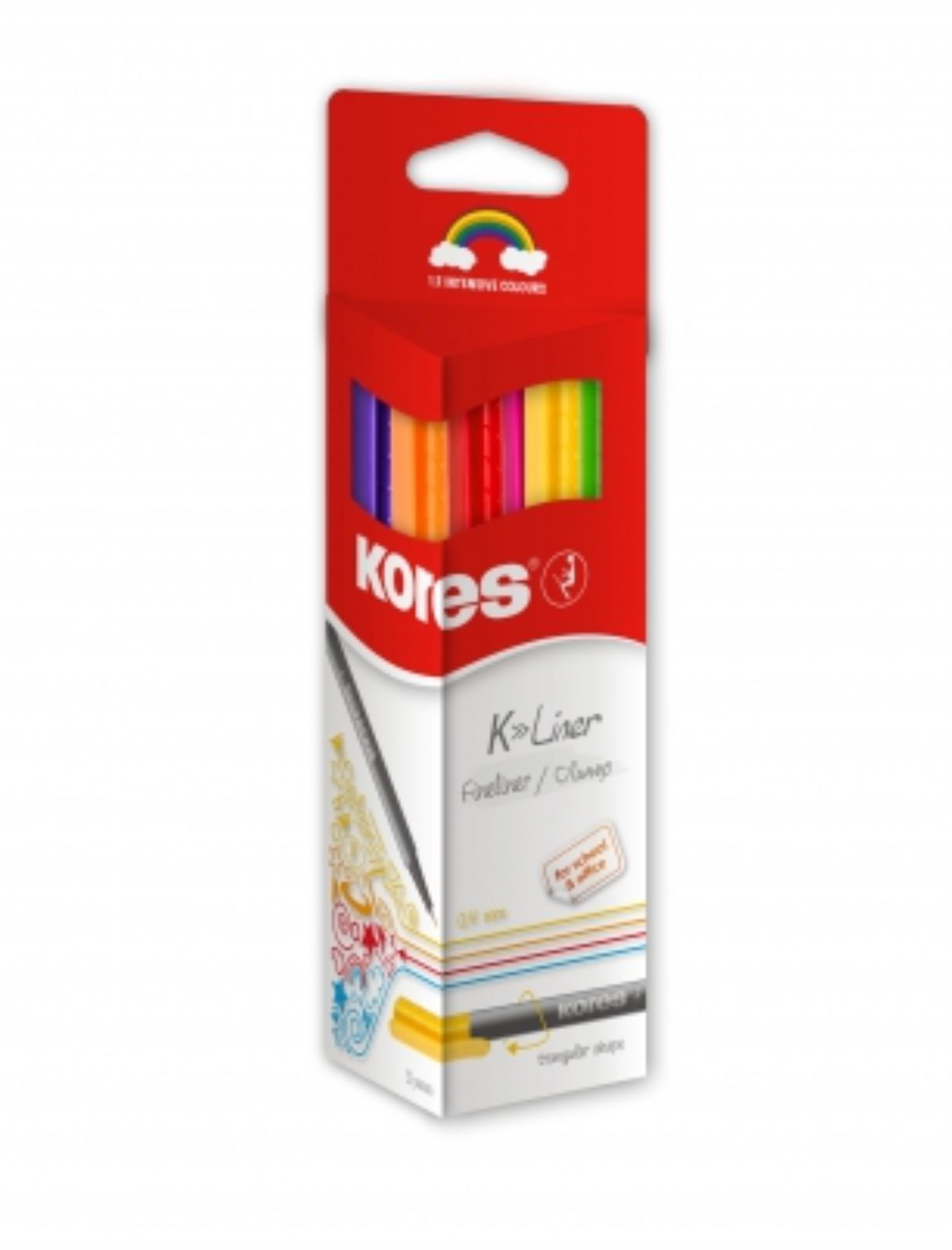 Liner Kores K-Liner - mix barev, 0,4 mm, 12 ks