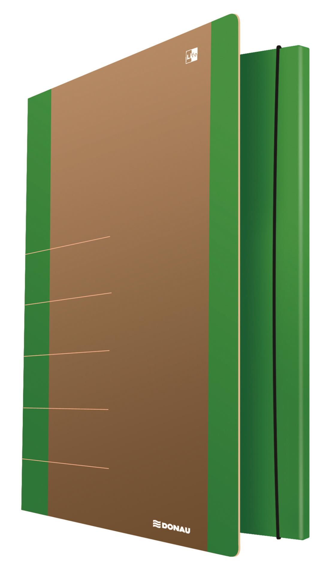 Pap.desky 3 chlopněmi a gumičkou Donau Life - A4, neonové, zelené