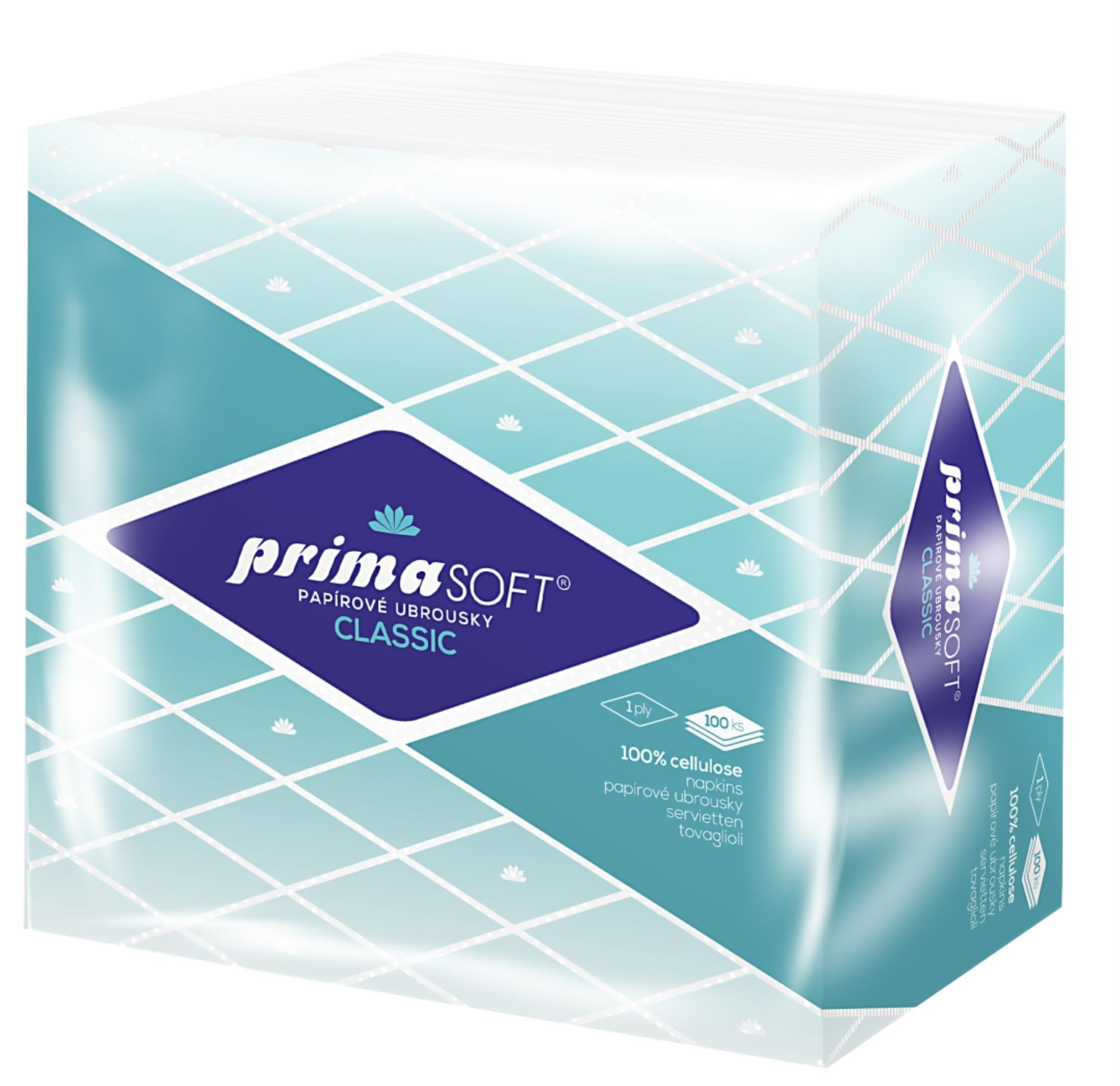 Papírové ubrousky Primasoft - jednovrstvé, bílé, 33 x 33 cm 100 ks
