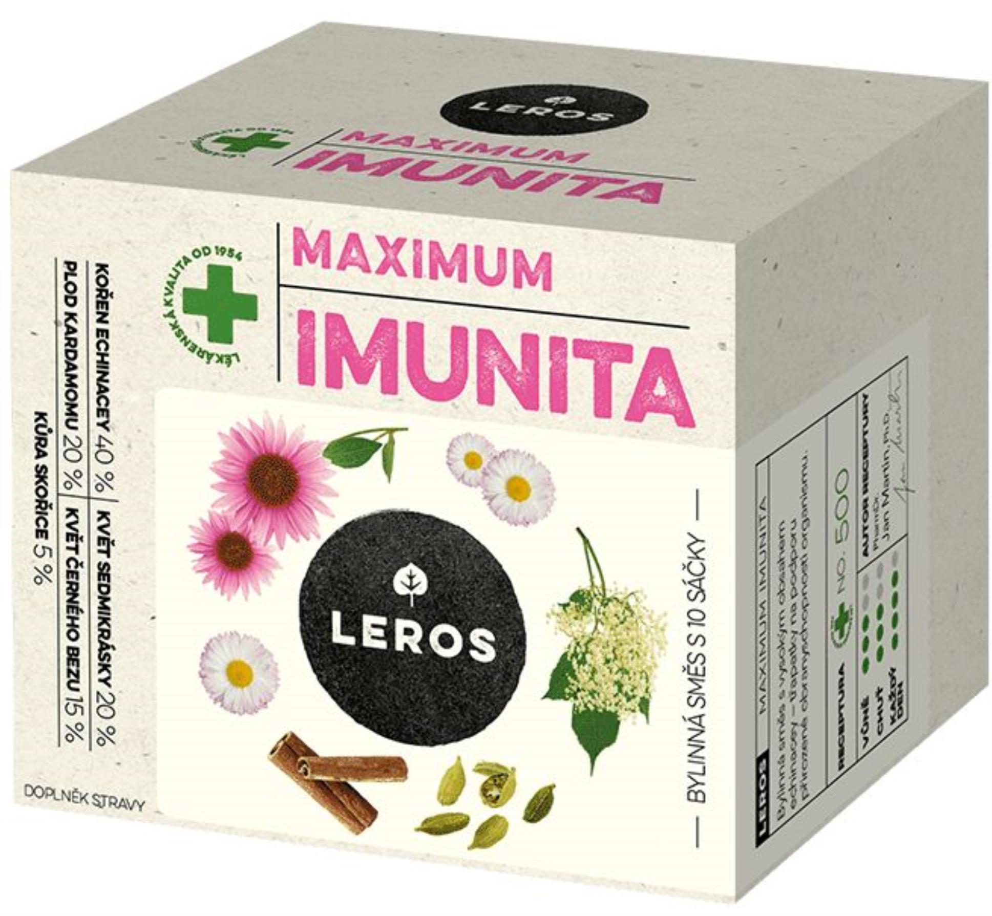 Bylinný čaj Leros Imunita - echinacea a sedmikráska, 10x 1,2 g