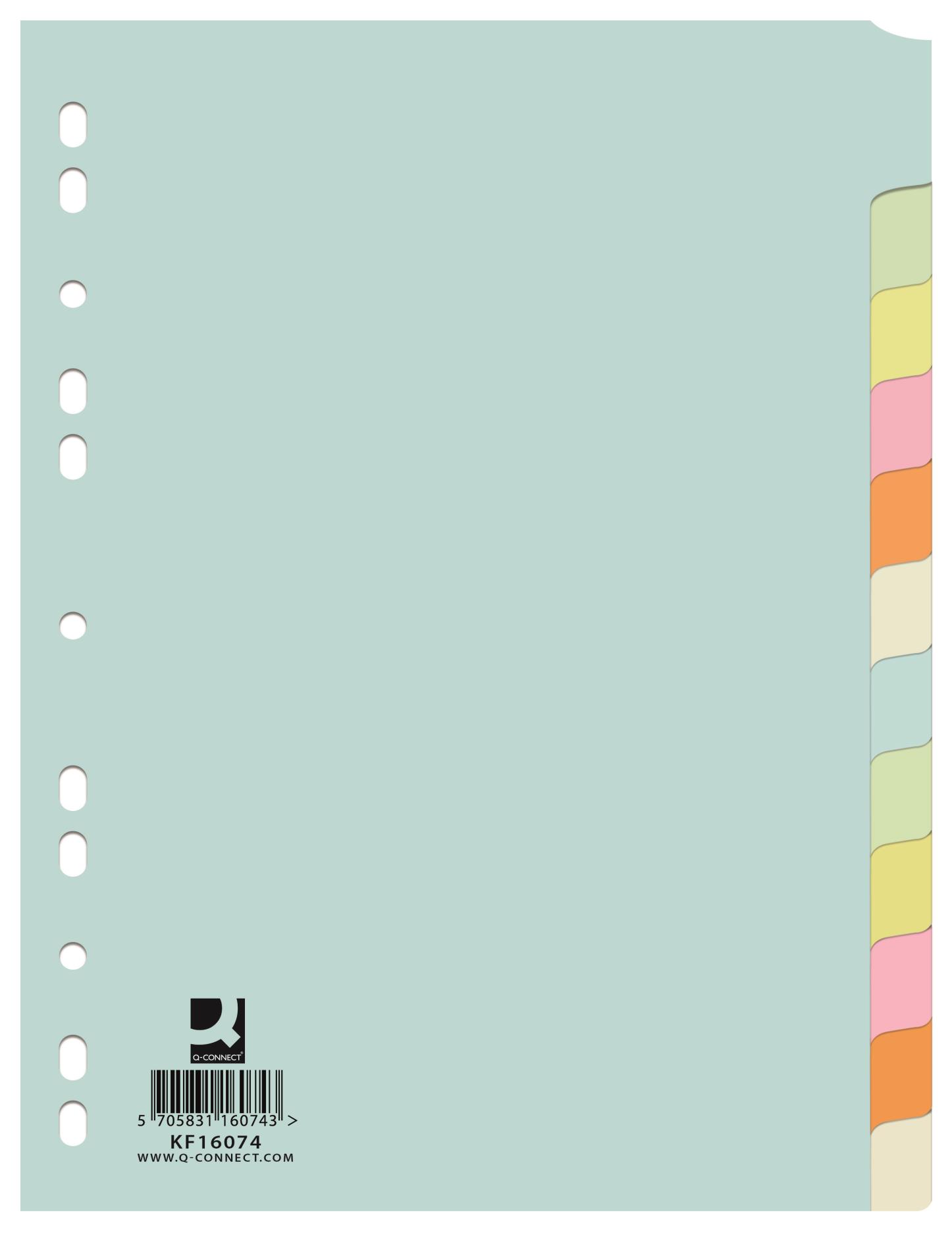 Papírový rozlišovač Q-Connect - A4, barevný, 12 listů