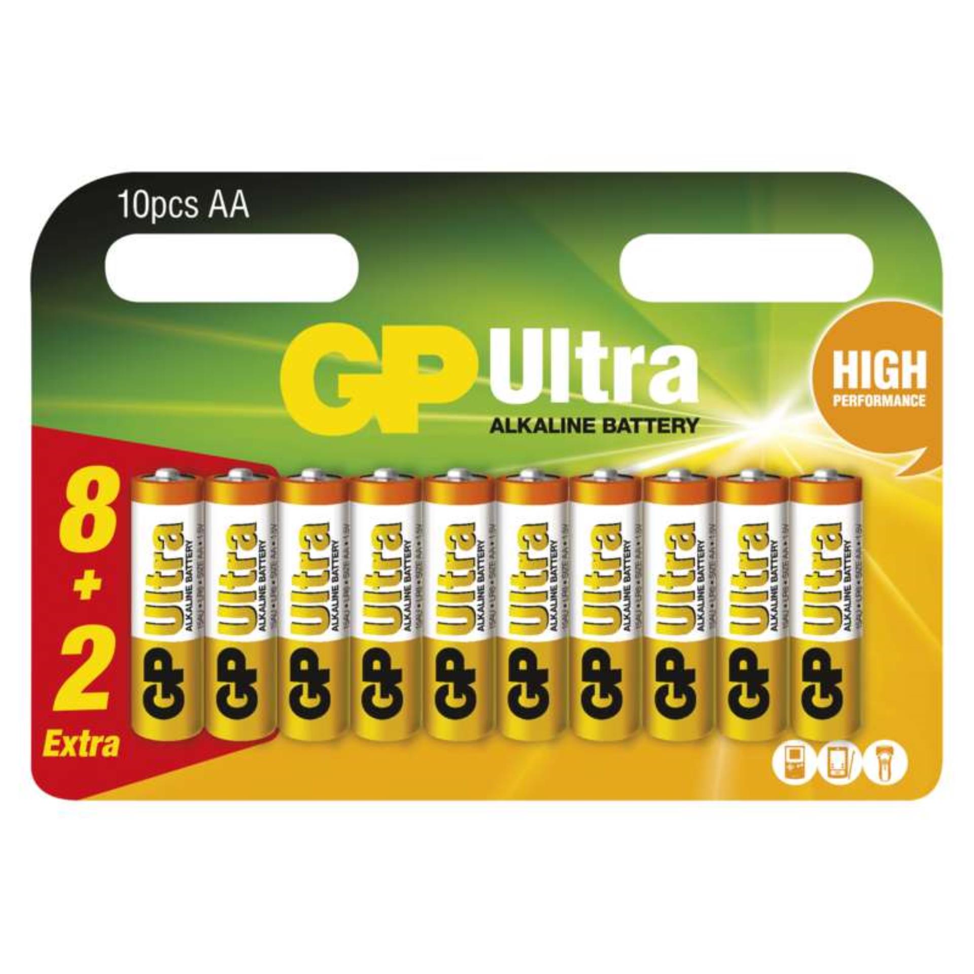 Baterie GP Ultra Alkaline LR6, typ AA, 1,5V, 8+2 ks
