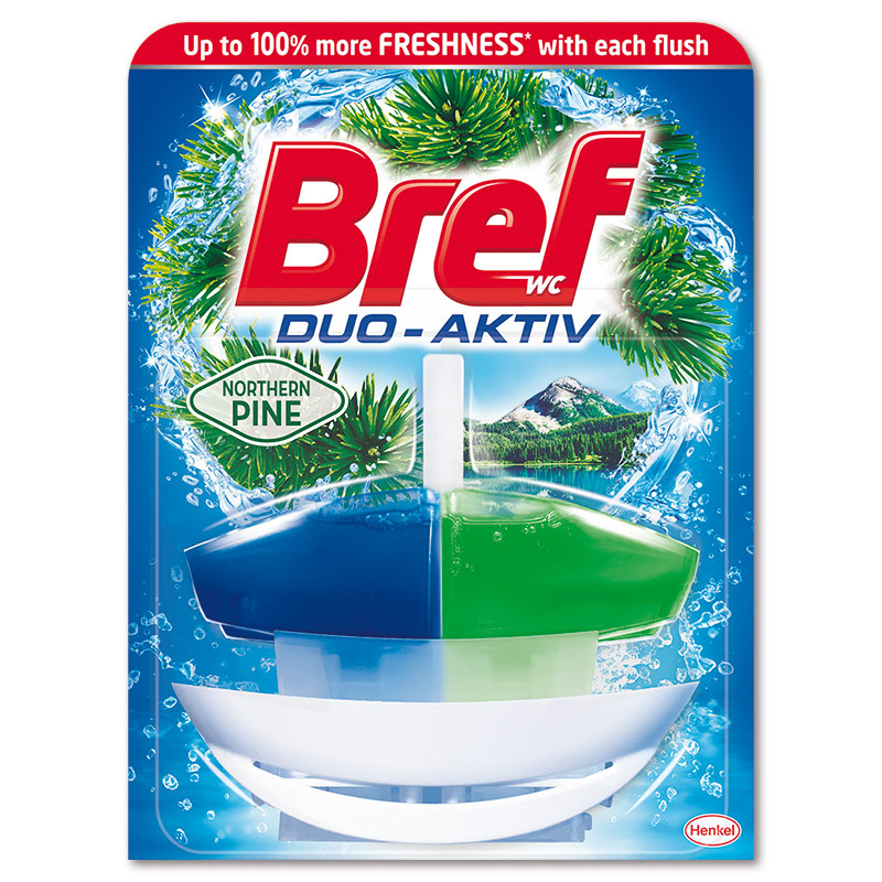 Závěsný WC blok Bref Duo Aktiv - borovice, deodorant