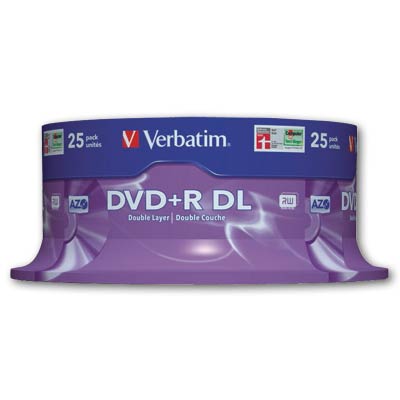 Disky DVD+R DL Verbatim - cake box, 25 ks