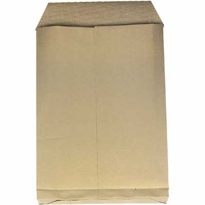 Obchodní taška s křížovým dnem a textilní výztuží - B4, hnědé, s krycí páskou, 100 ks