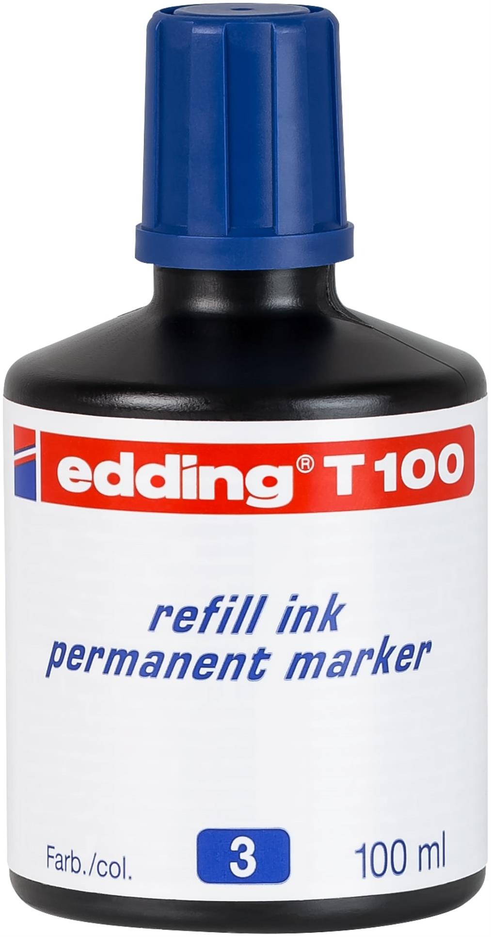 Náhradní permanentní inkoust edding T100 - modrý, 100 ml