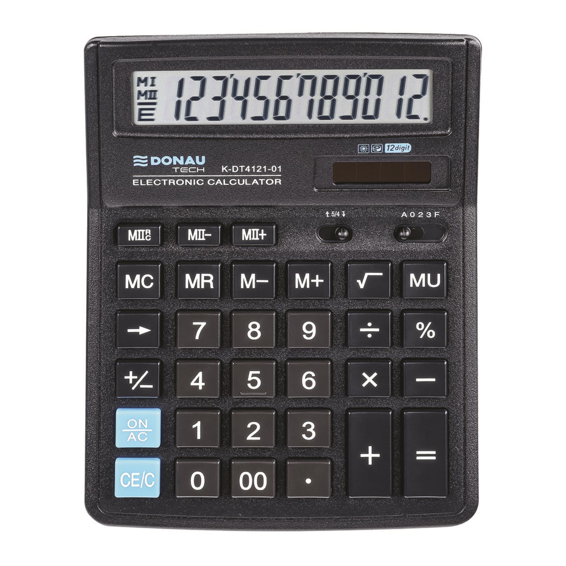 Stolní kalkulačka DONAU TECH, K-DT4121 - 12-míst displej, černá