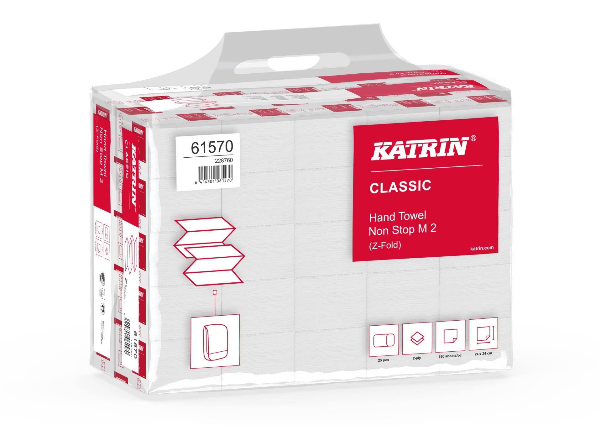 Skládané papírové ručníky Katrin Classic - M2, 24 cm, 4 000 ks