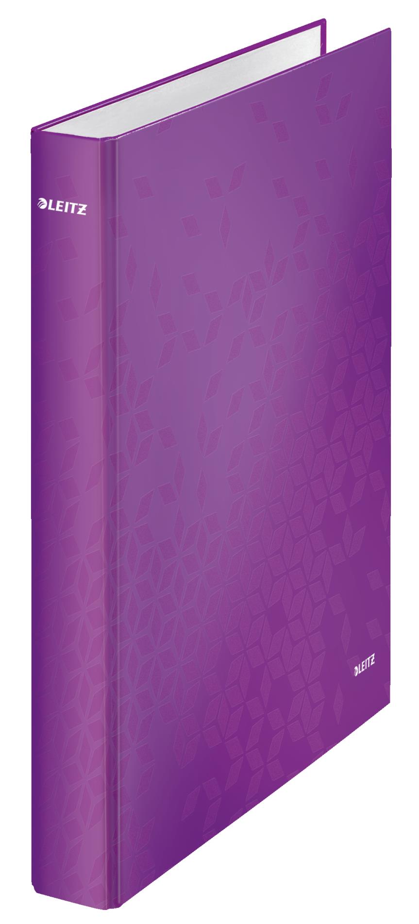 Dvoukroužkový pořadač LEITZ WOW - A4, laminovaný karton, hřbet 4,0 cm, purpurový