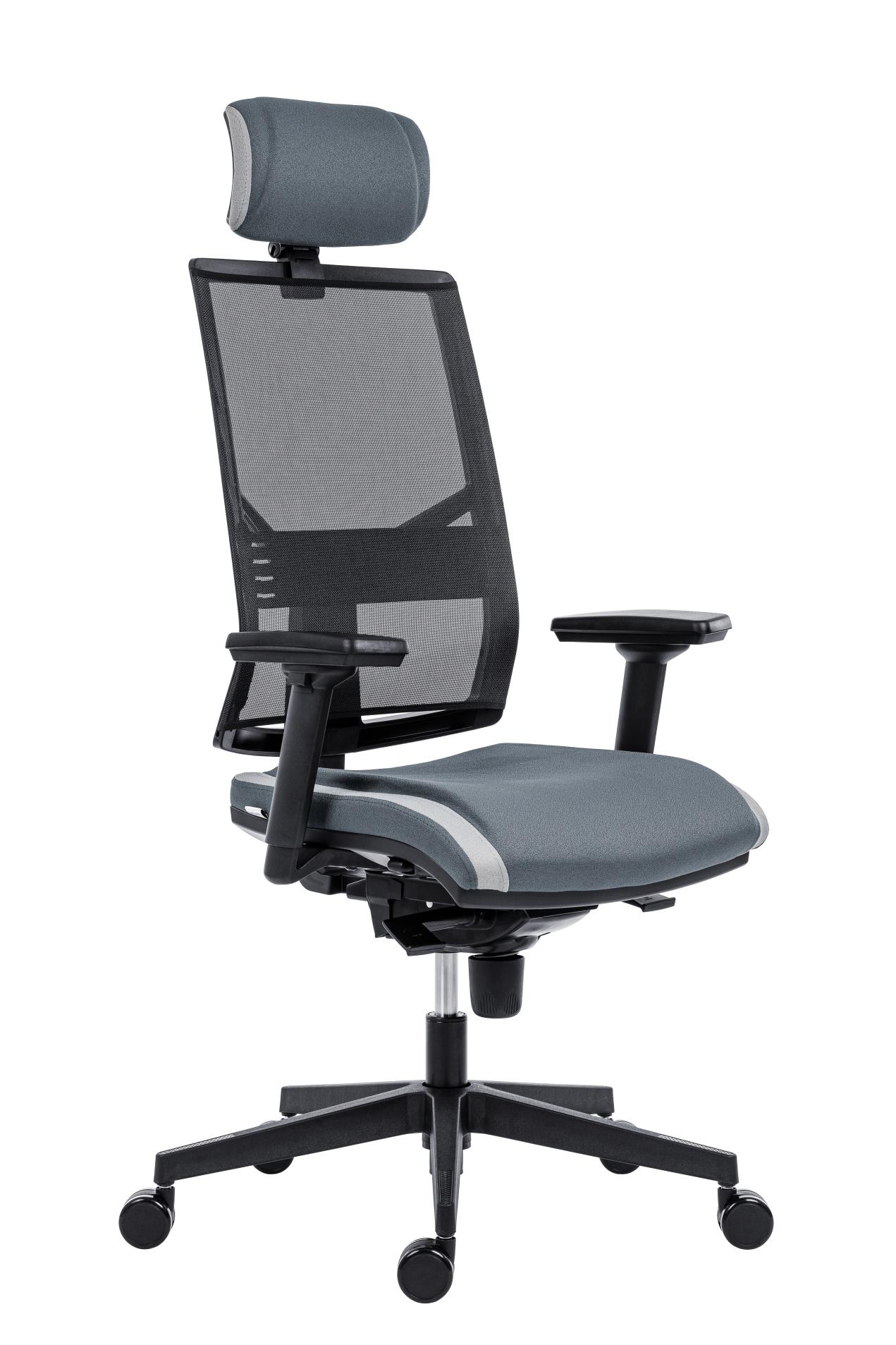 Antares Kancelářská židle Omnia Memory - s podhlavníkem, synchronní, šedá