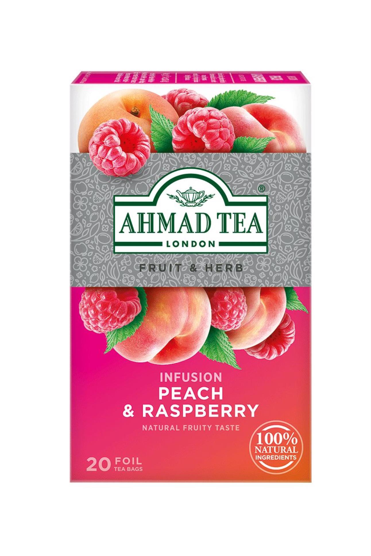 Ovocný čaj Ahmad - broskev a malina, 20x 2 g