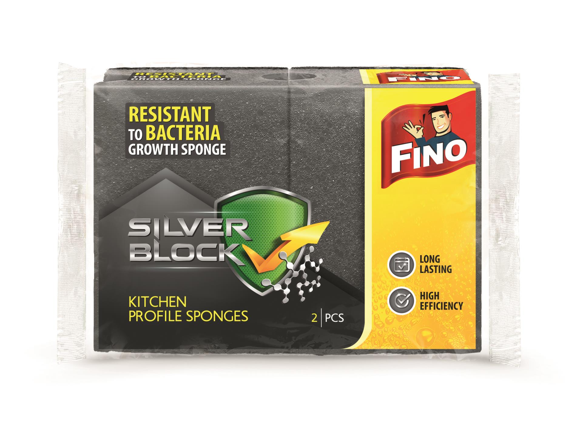 Fino Houbička na nádobí FINO - antibakteriální se stříbrem, 2 ks