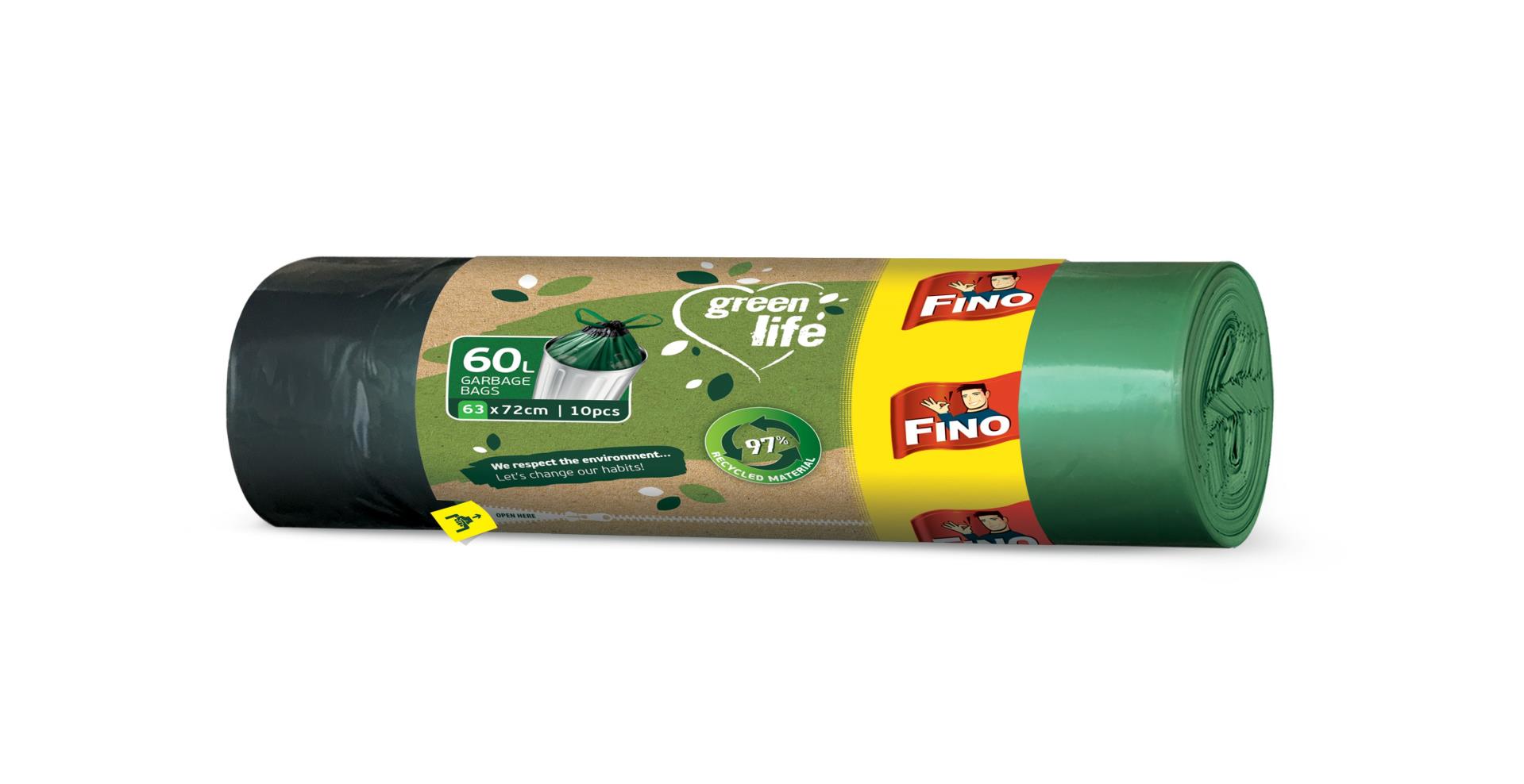Fino Pytle na odpadky FINO Green Life - recyklované, 29 mic, 60 l, 10 ks