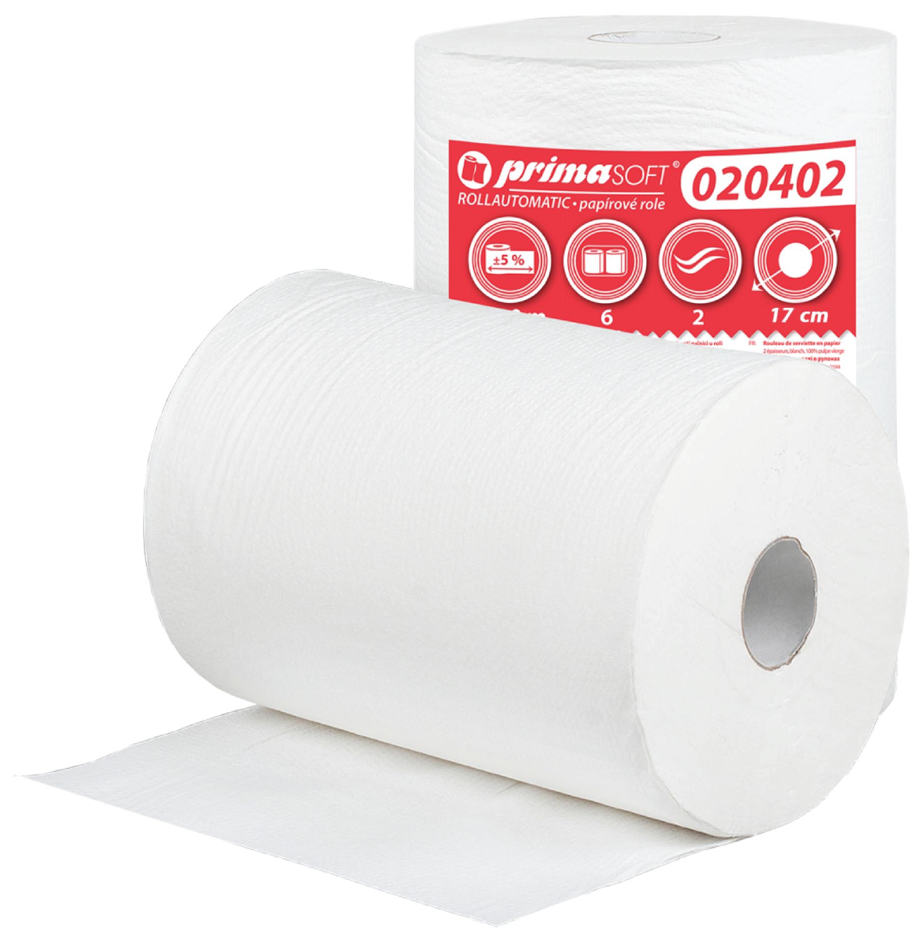 Papírové ručníky v roli Primasoft - 2vrstvé, rollautomatic, bílé, 150m