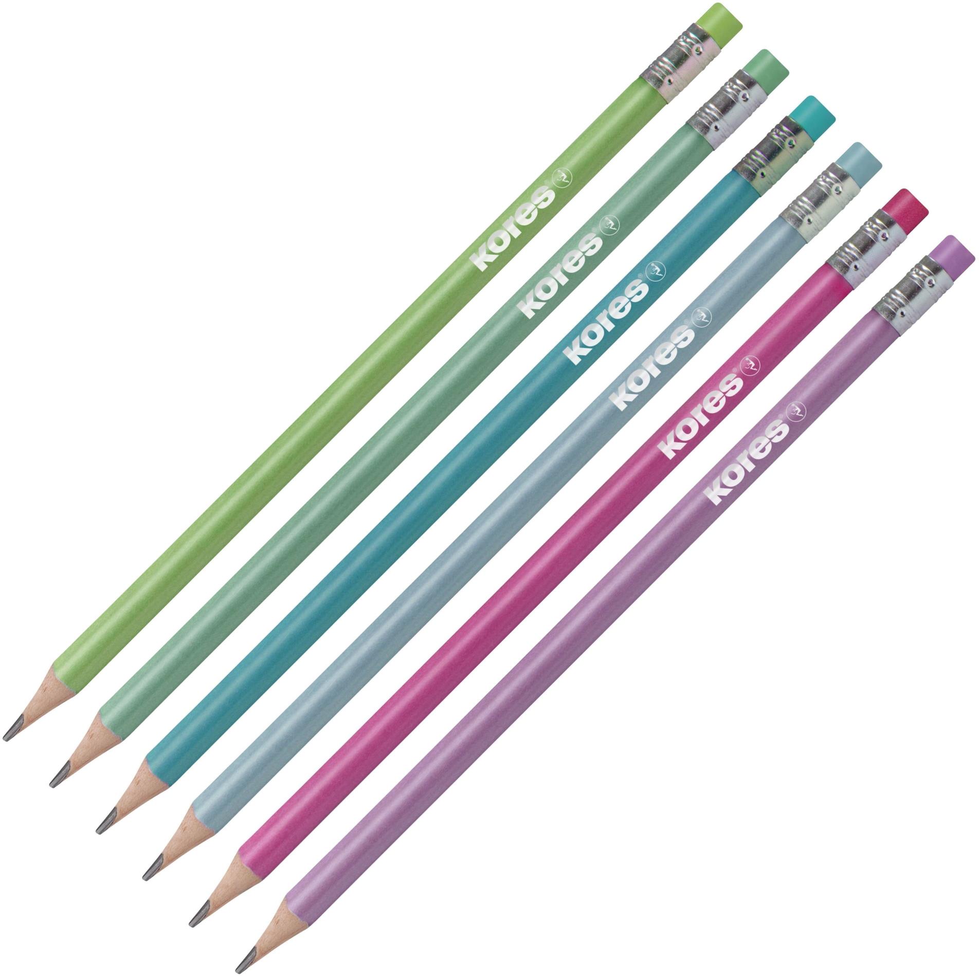 Trojhranná tužka Style s barevnou pryží Kores HB - 6 barev