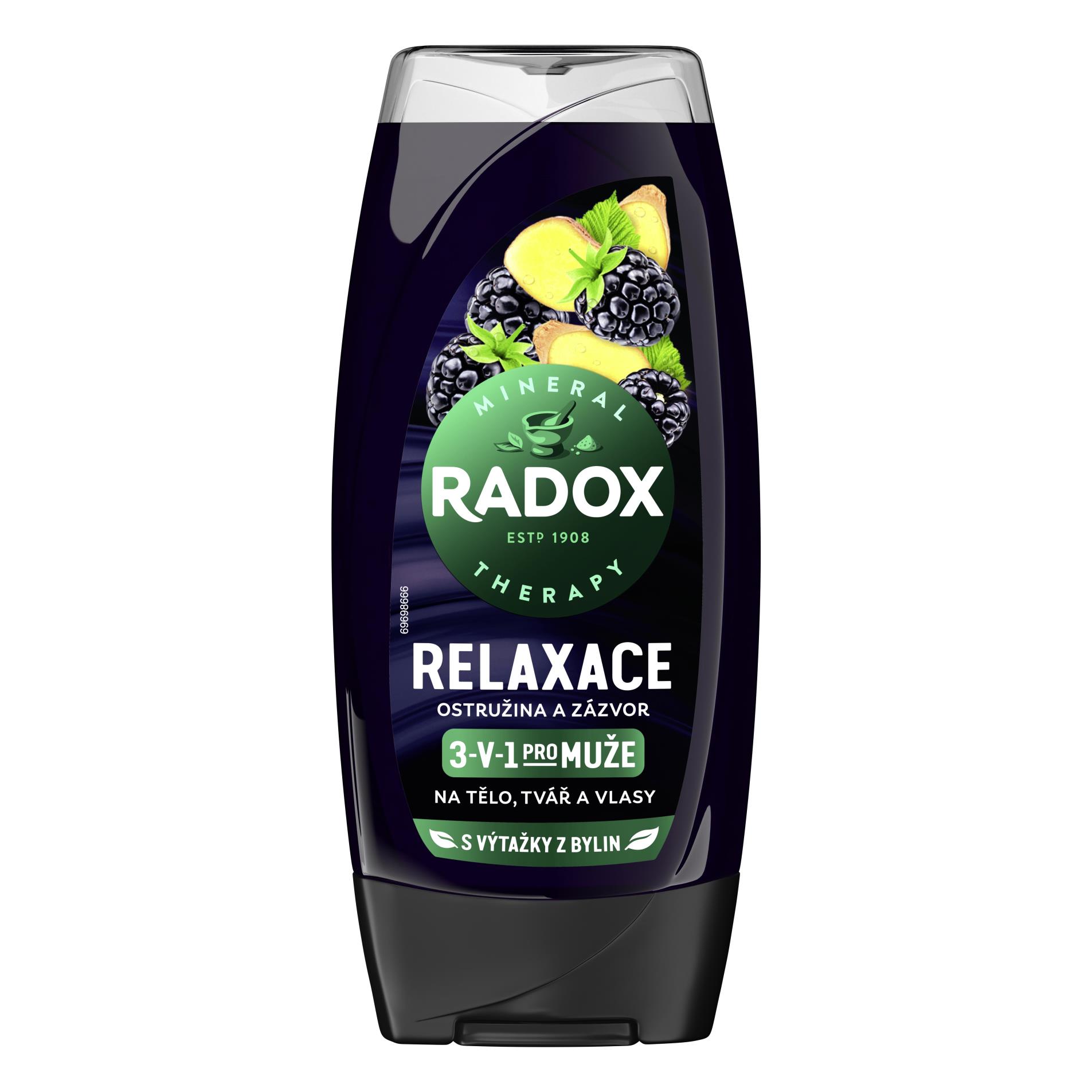 Radox Sprchový gel Radox Men 3v1 - ostružina a zázvor, 250 ml