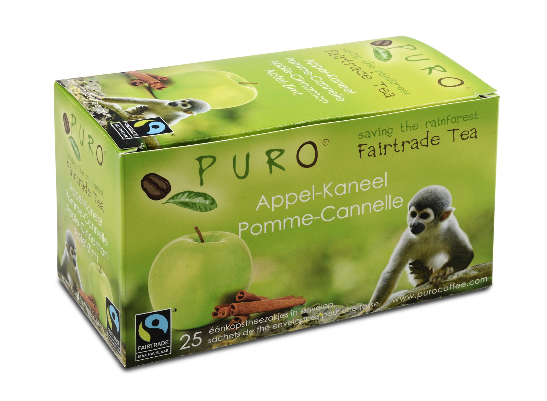 Černý čaj Puro - jablko, skořice, Fairtrade, 25x 2 g