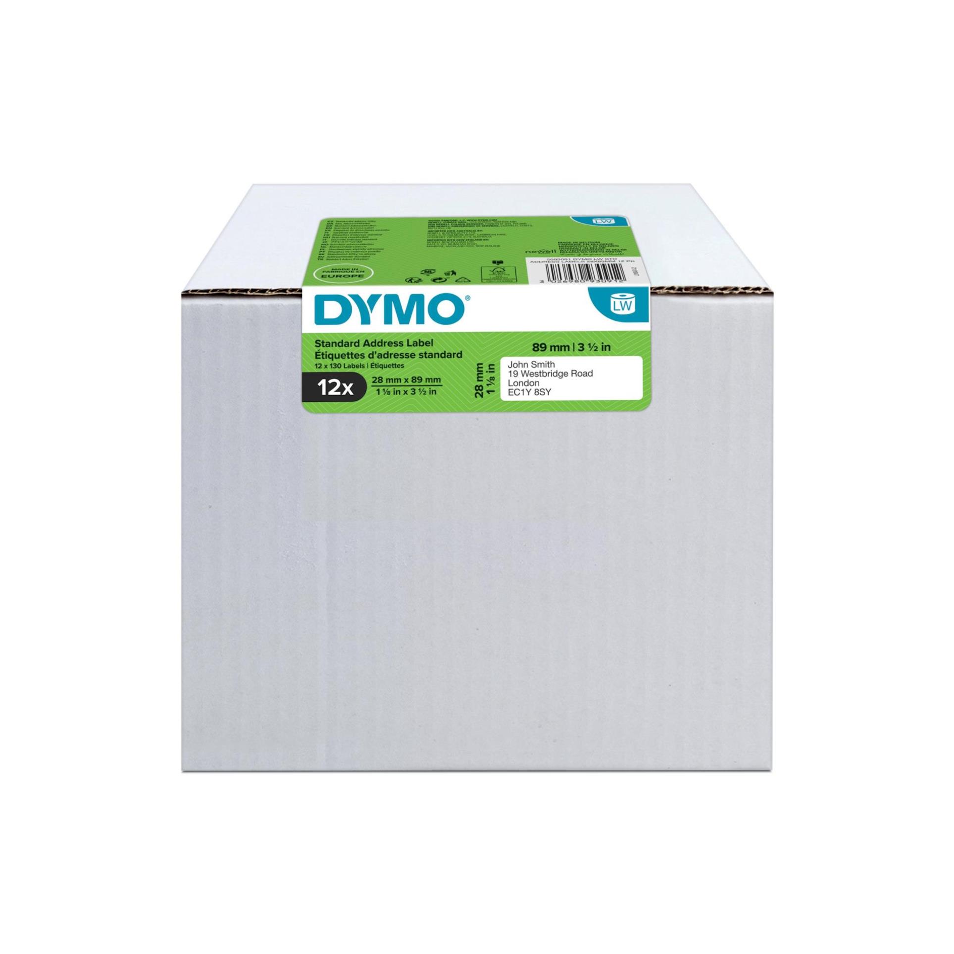 Štítky pro LabelWriter Dymo - 89 x 28 mm, bílá, 12 rolí po 130 ks