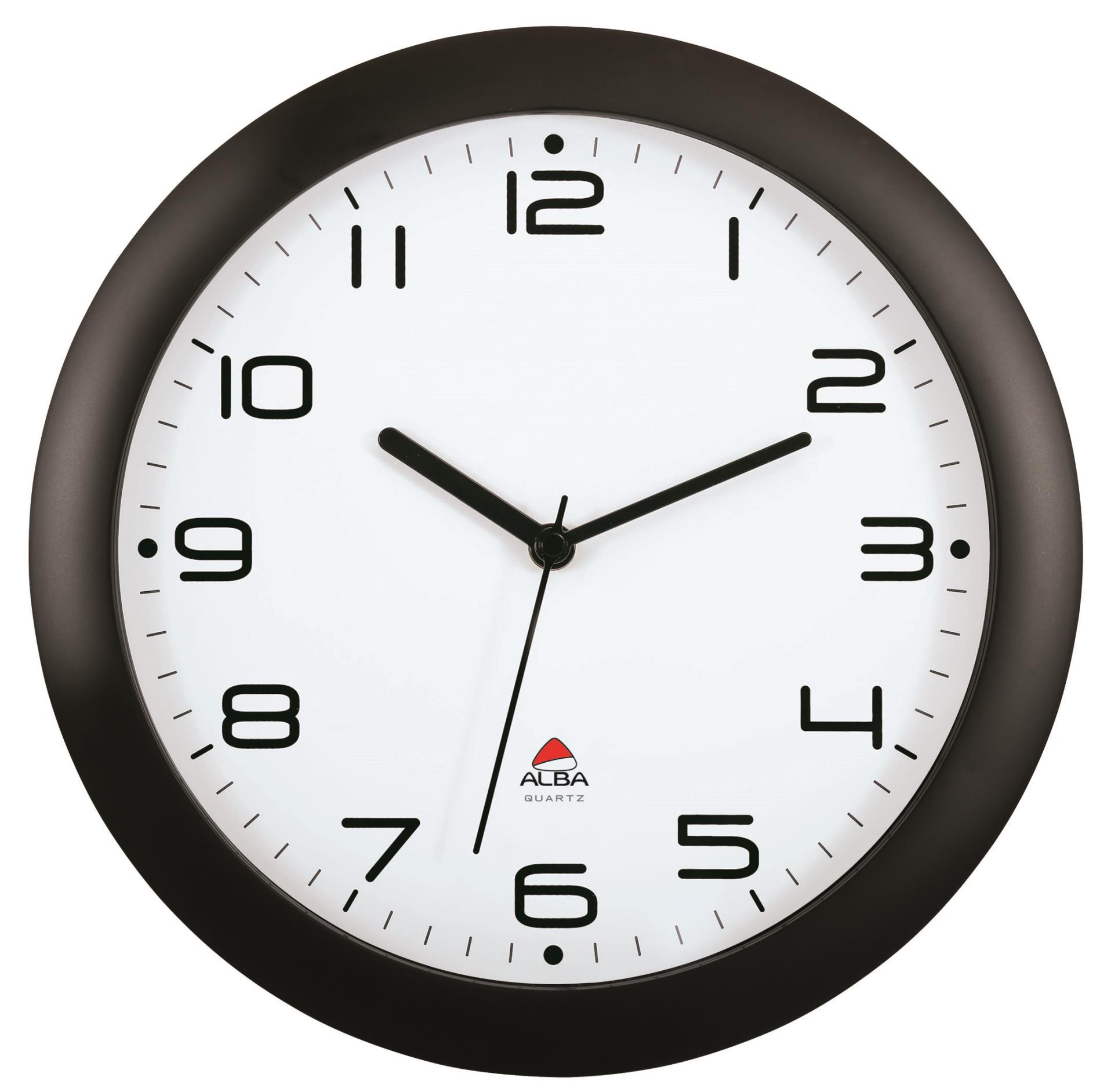 Alba France Nástěnné hodiny Alba - plastové, průměr 30 cm, černé