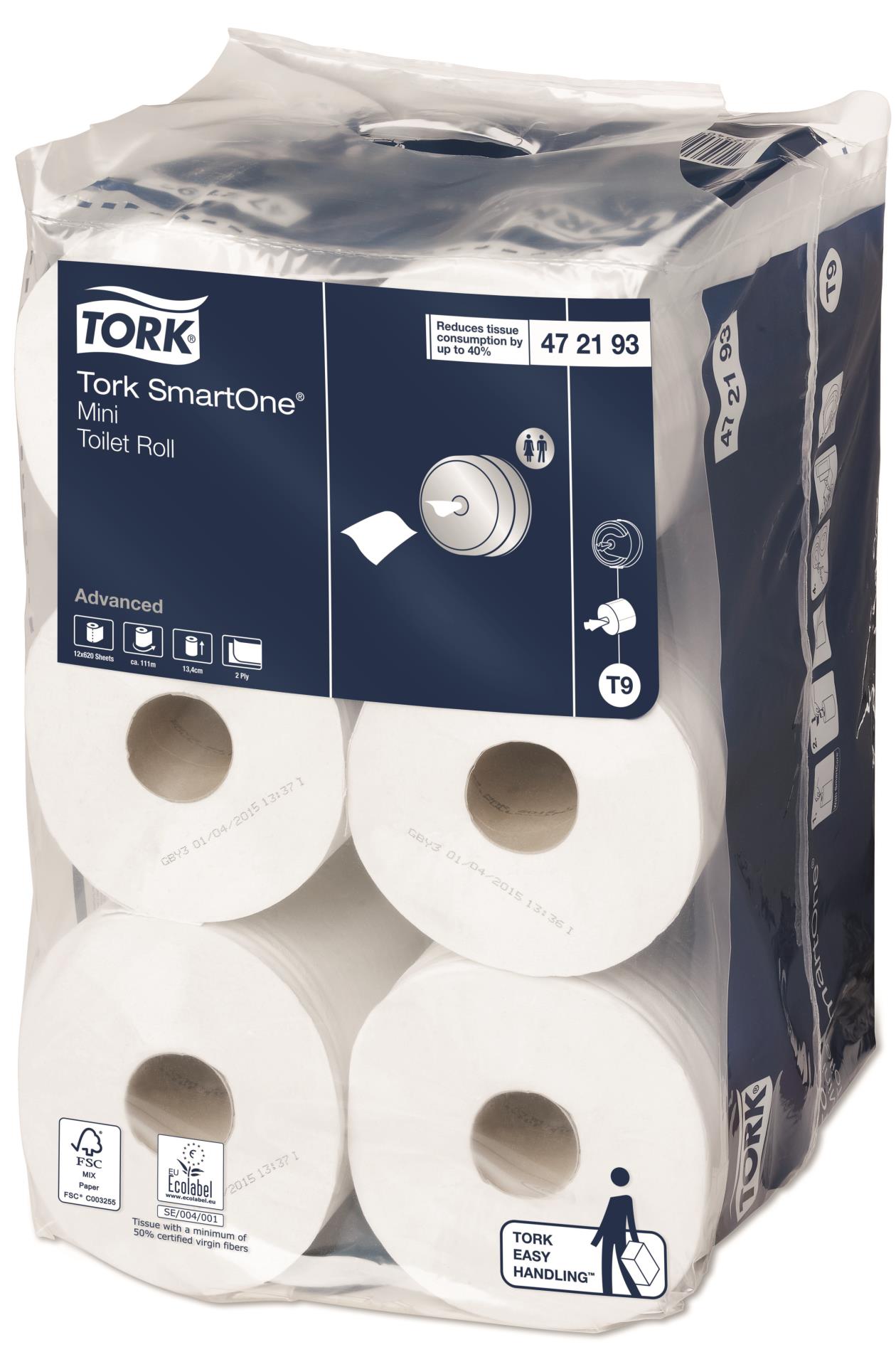 Toaletní papír Tork SmartOne Mini - dvouvrstvý, 111,6 m, 12 rolí