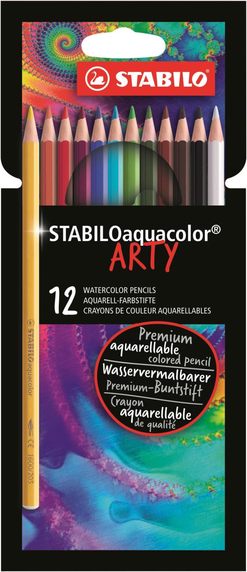 Akvarelové pastelky STABILOaquacolor ARTY - sada 12 barev