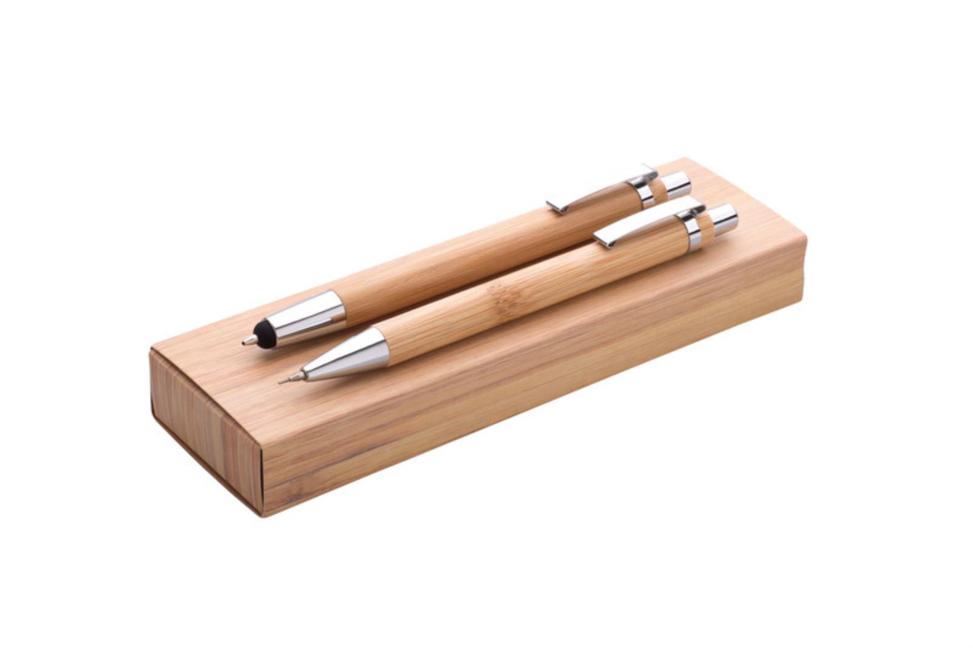 Adore Pen Dárková sada bambusového kuličkového pera + mechanické tužky - Natur