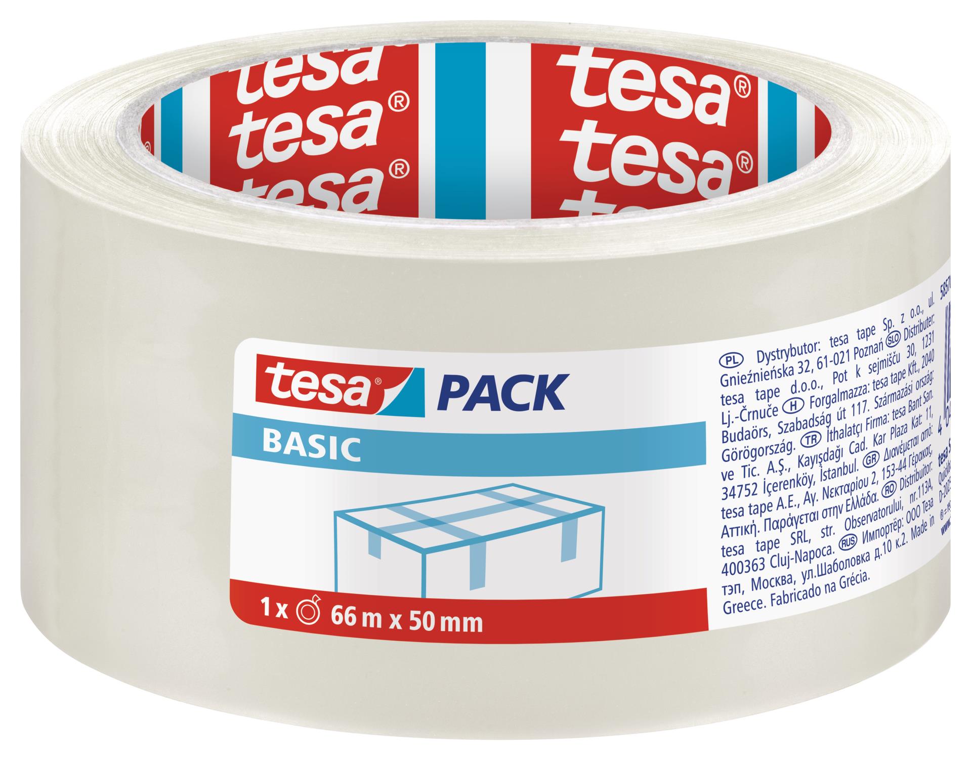 Balicí páska Tesa Basic - 50 mm x 66 m, čirá